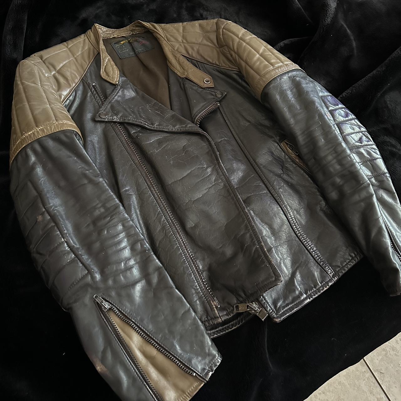 Vintage Leather Jacket Wolverine style size LARGE... - Depop