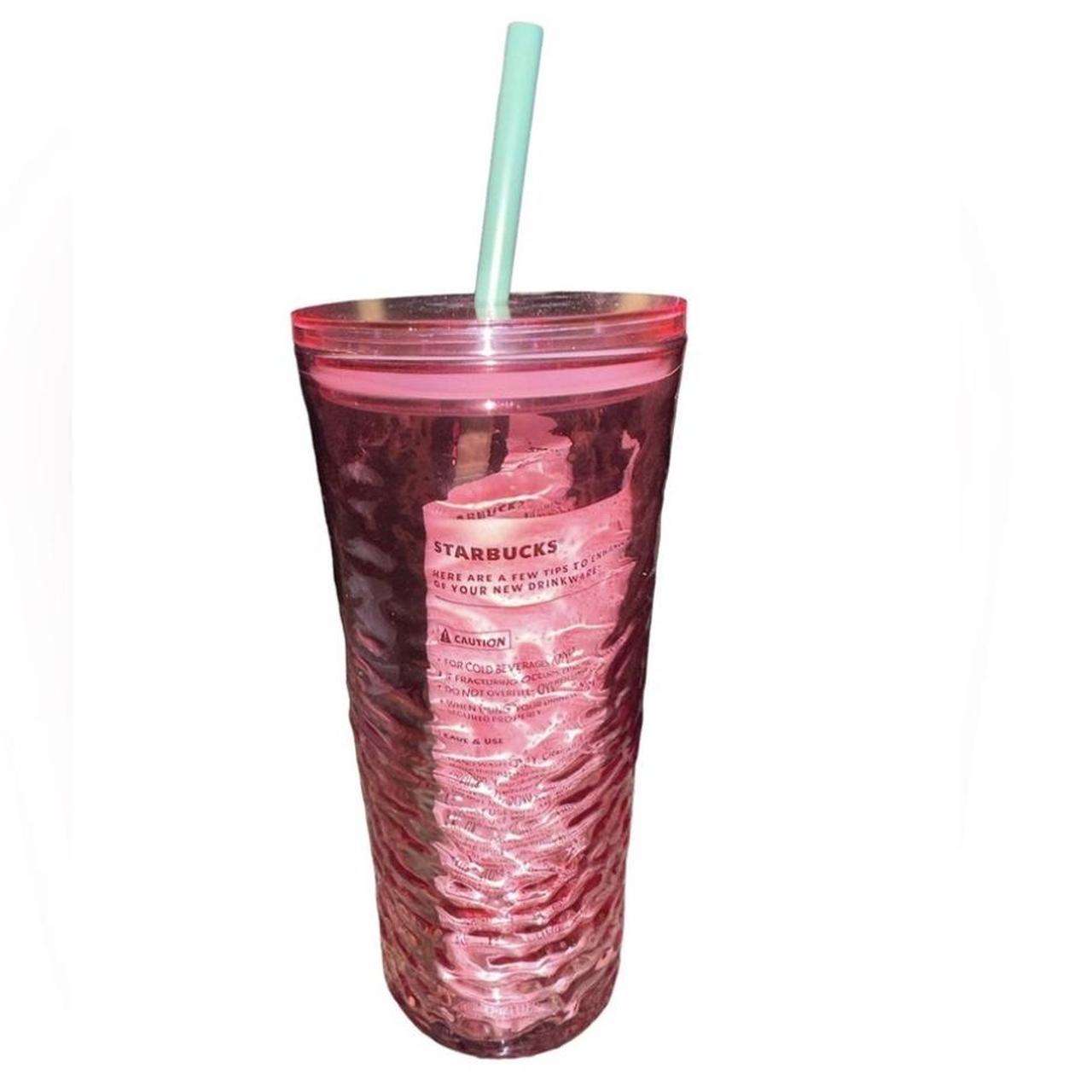 Starbucks Pink Floral Hammered Glass Cold Cup... - Depop