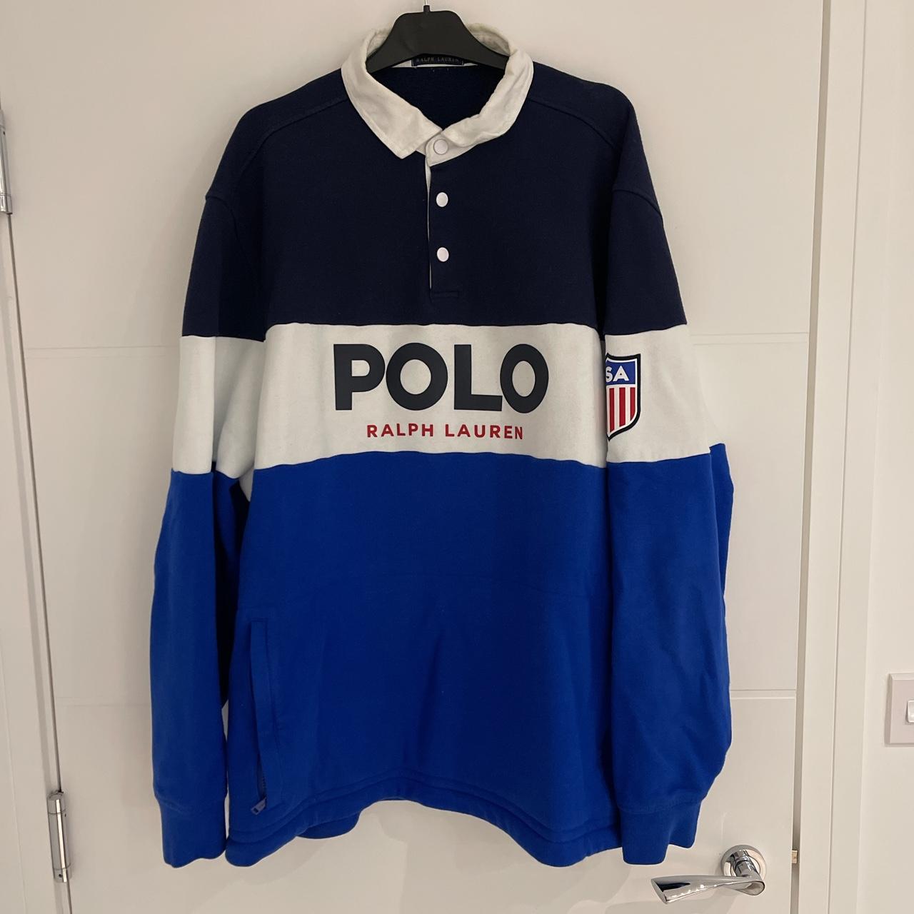 Polo Ralph Lauren Rugby Polo sweatshirt in navy... - Depop