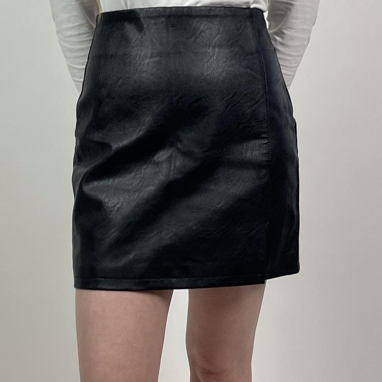 Black Leather High Waisted Leather Skirt Topshop Black Faux