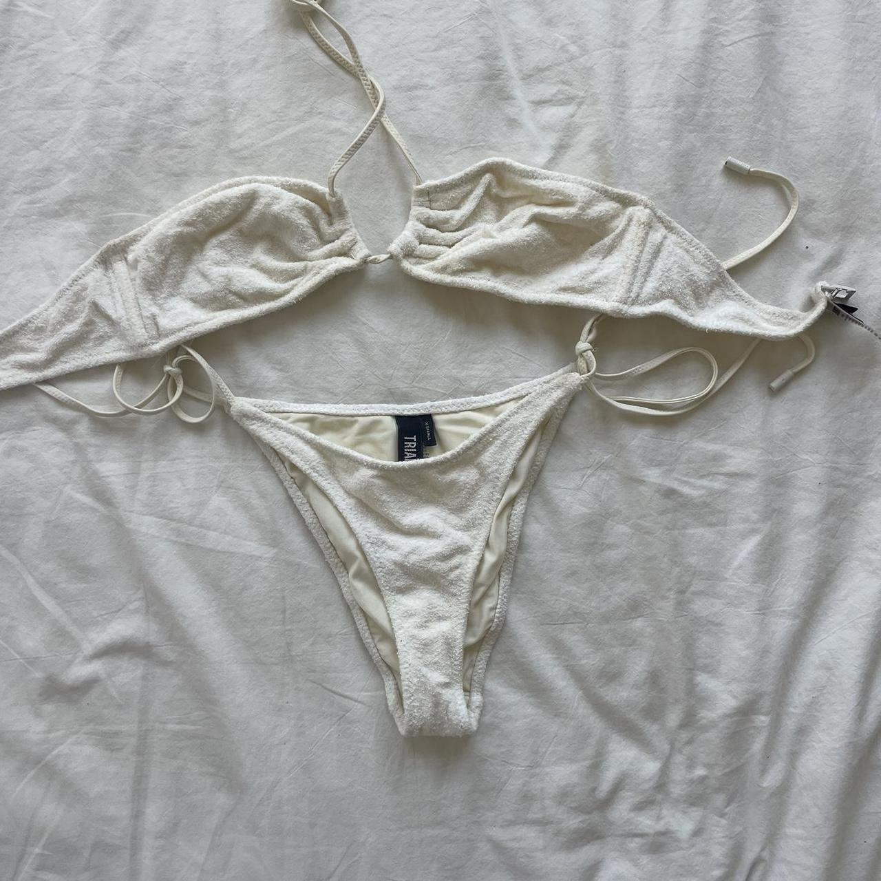 Triangl white terry cloth bikini- string a bit worn... - Depop