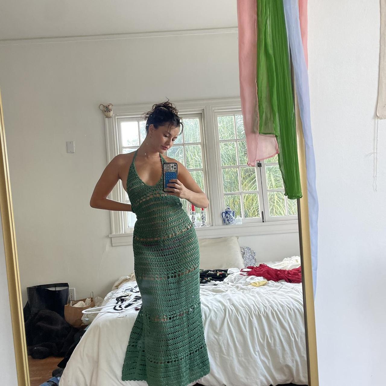 Hand crochet plant dyed dress Depop