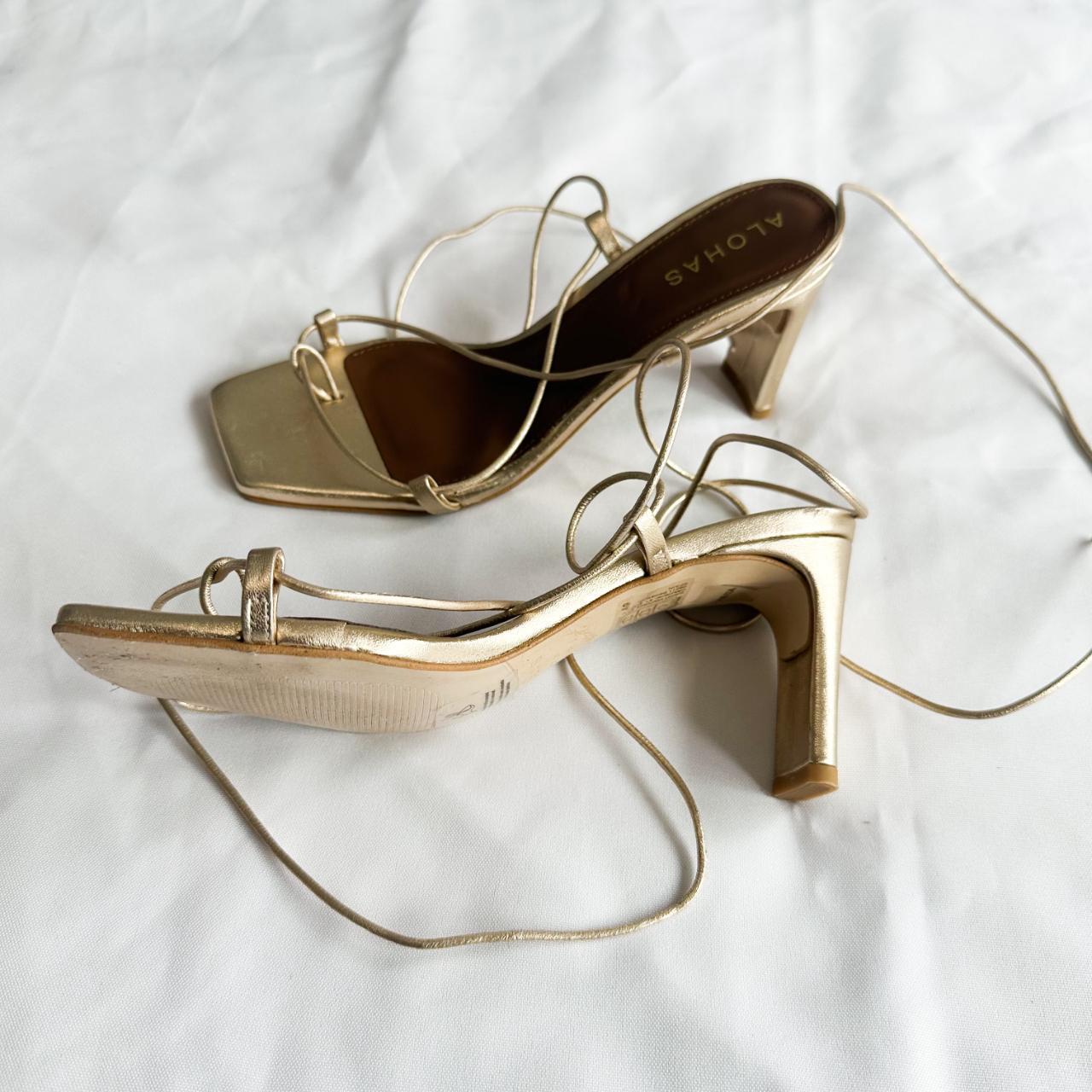 Alohas Bellini Sandal Gold Lace Up Heels Size EU 36