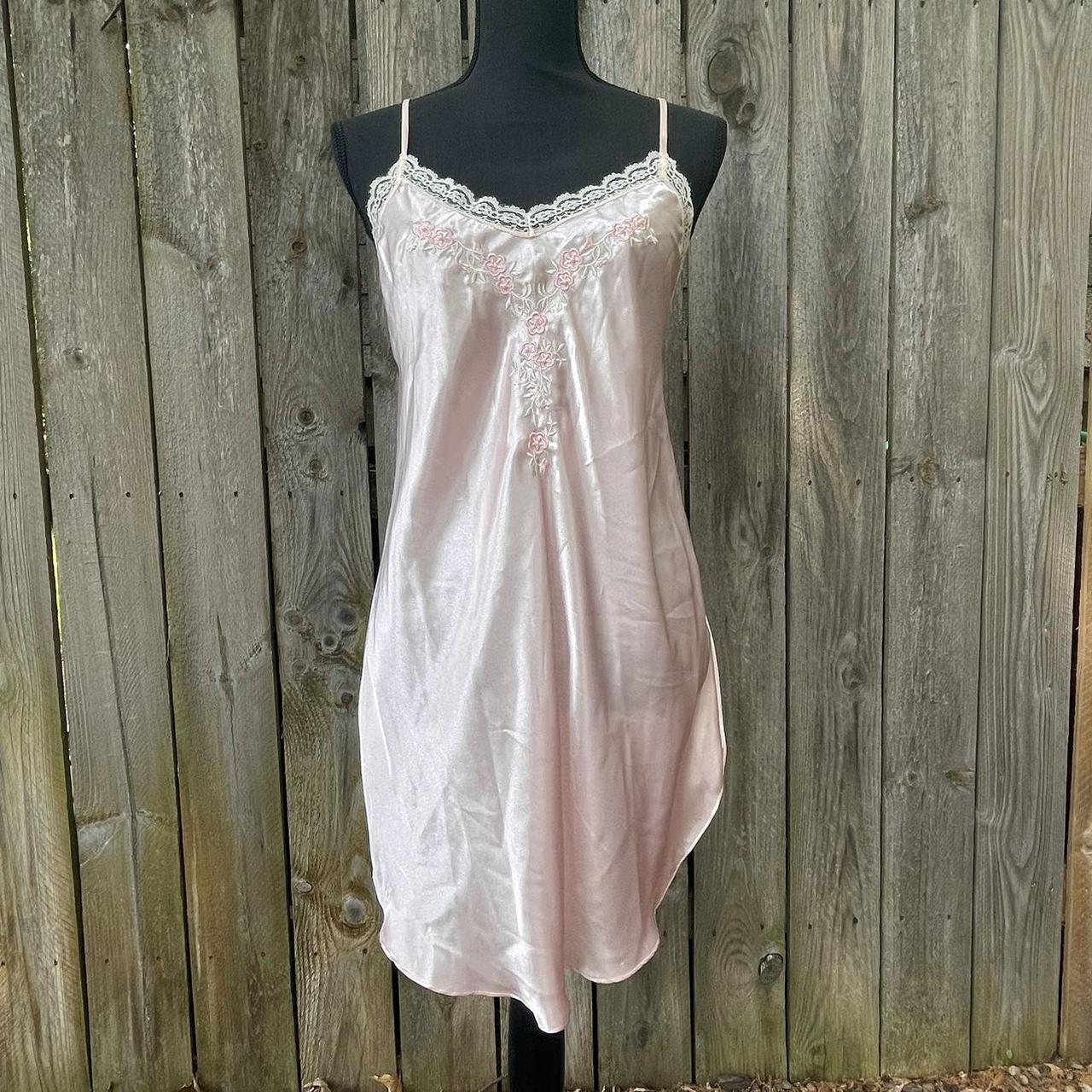Vintage pink slip dress / night gown Tagged size - Depop