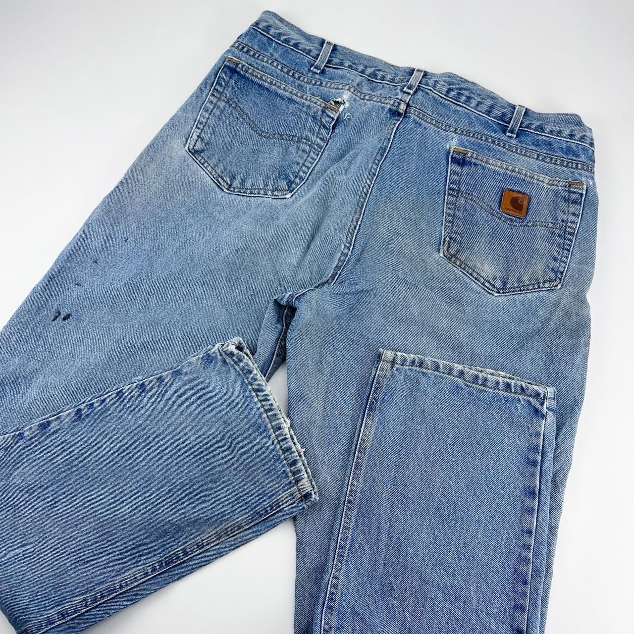 Vintage Carhartt Jeans B18 DST blue colourway,... - Depop