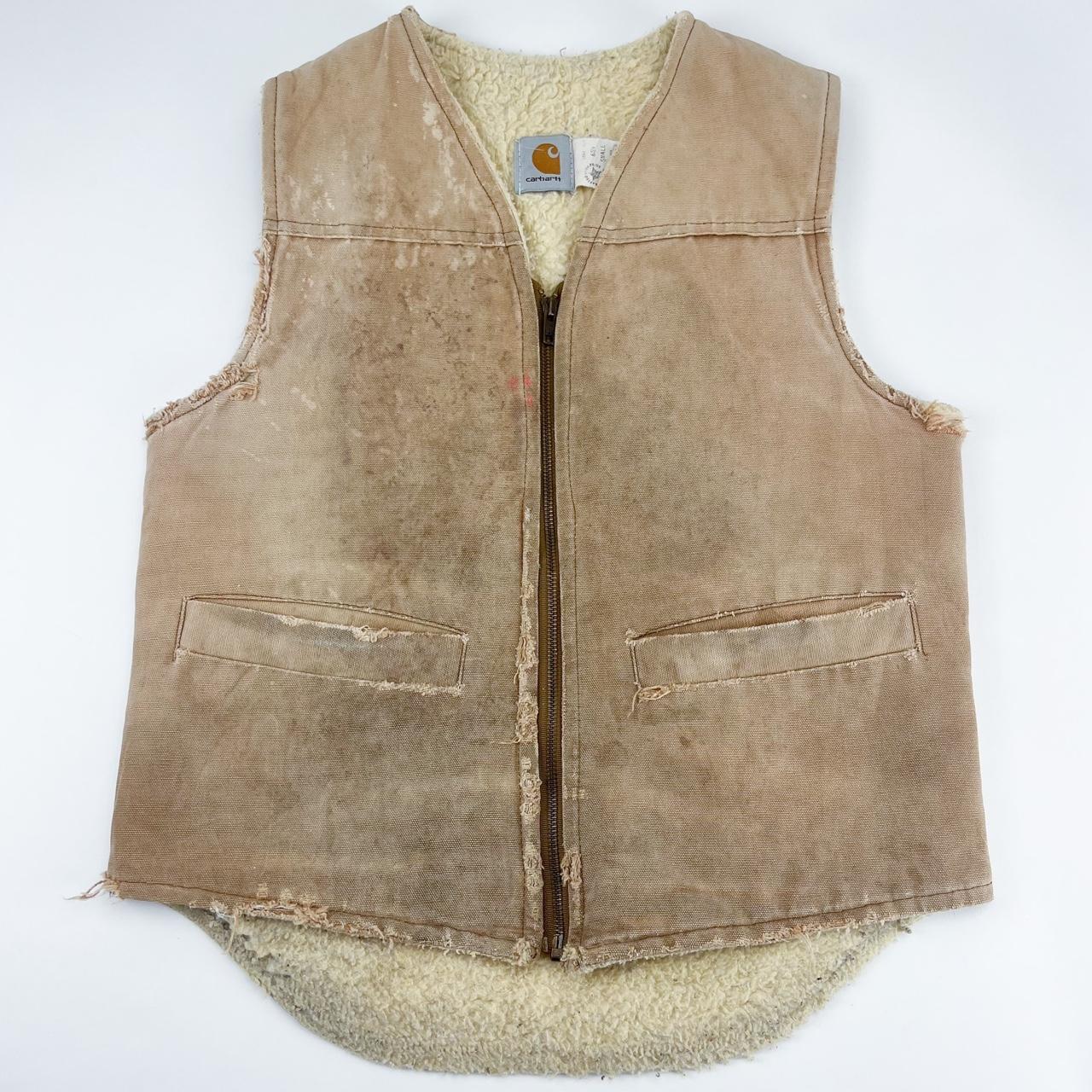 Vintage 90s Carhartt Work Vest / Gilet 6SV faded... - Depop