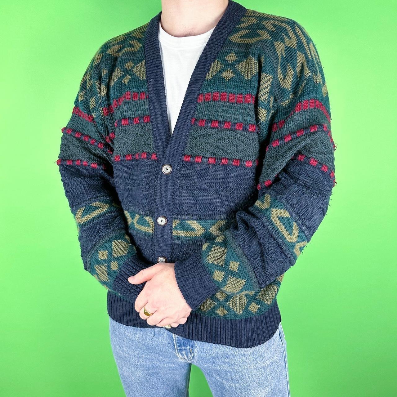 Vintage Coogi Style Knit Cardigan Sweater Made in | Depop