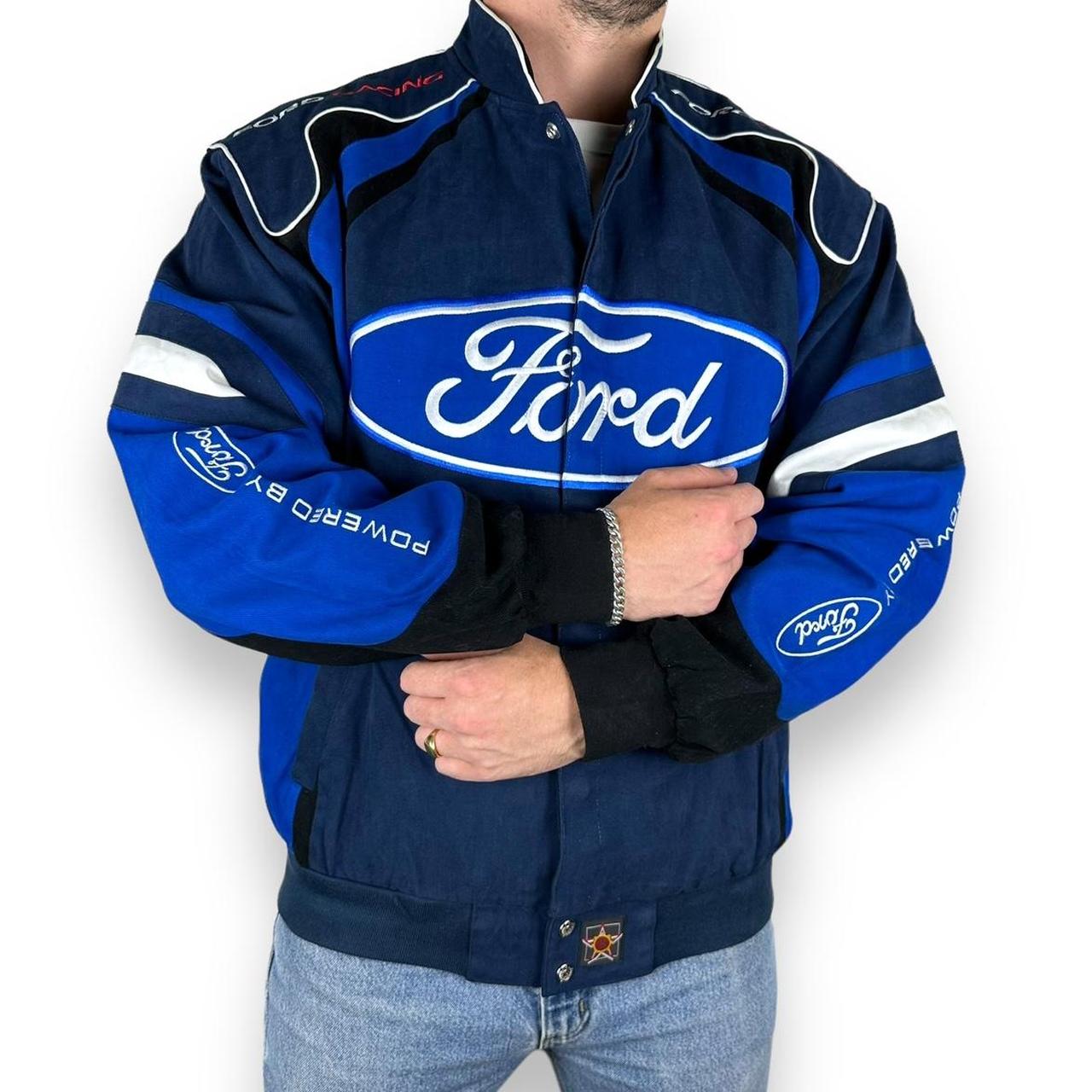 RARE Vintage Ford Racing Jacket by JH Designs Navy Depop