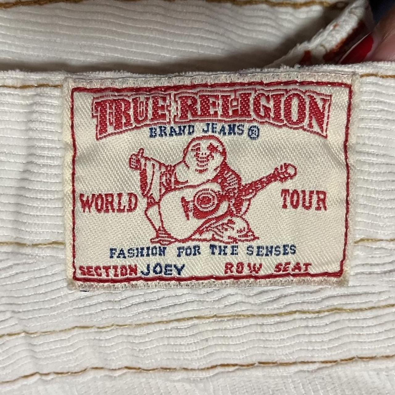 Y2k low rise True Religion white corduroy flare... - Depop