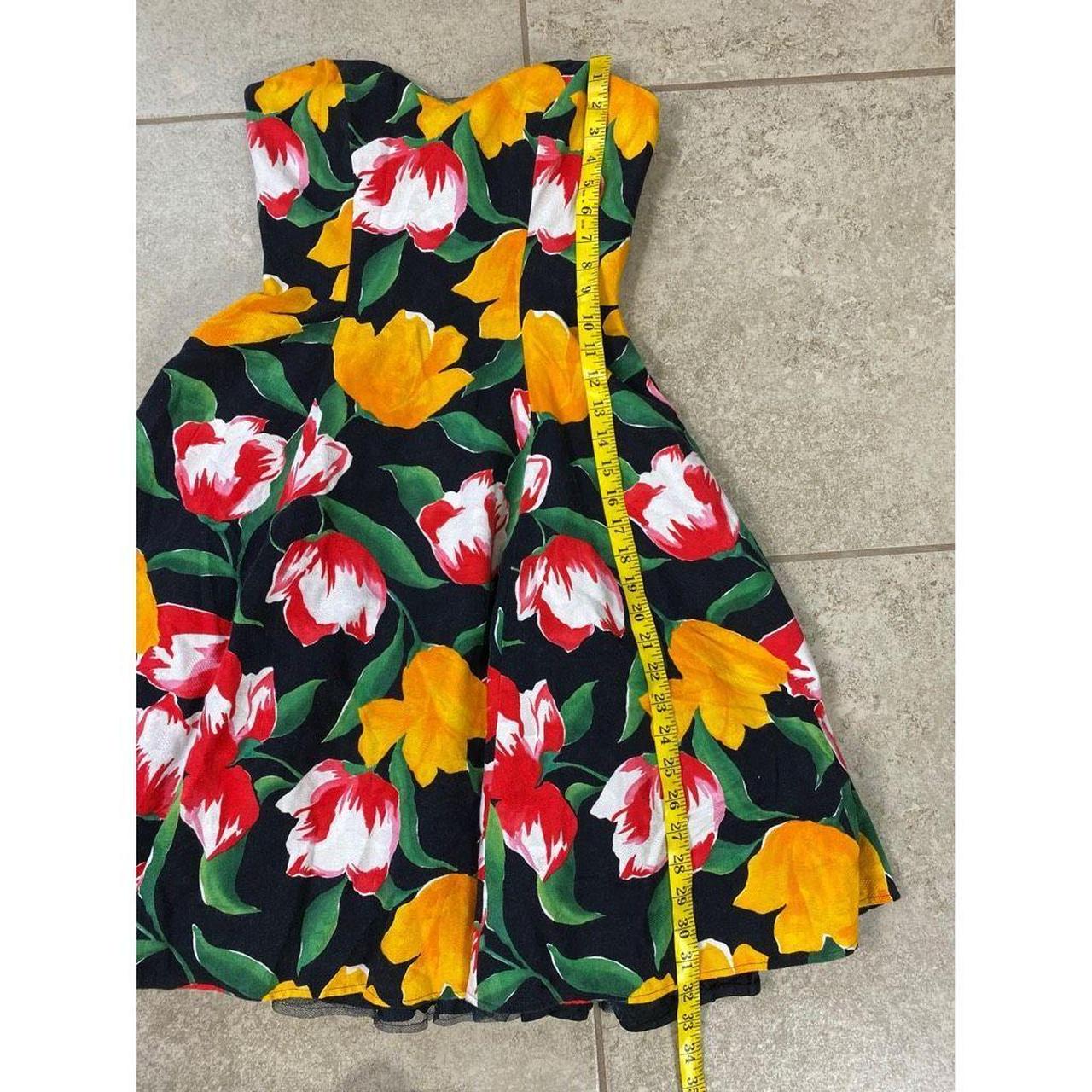 Vintage online 80s AJ Bari floral sweetheart strapless floral dress