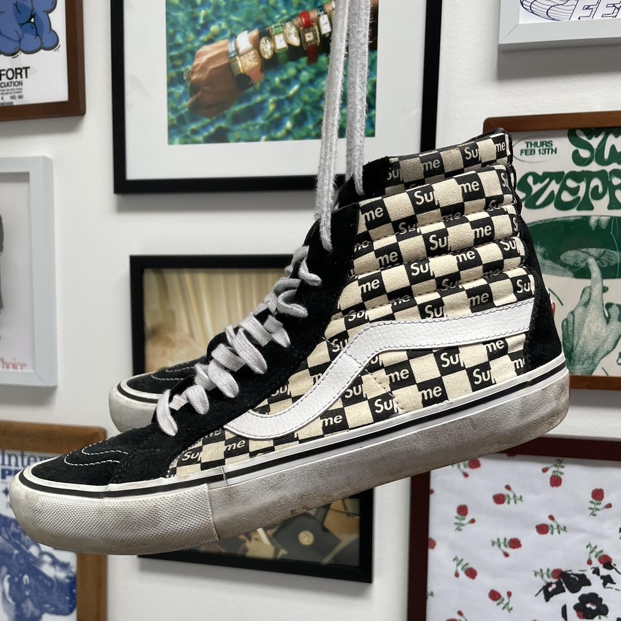 Supreme Vans Sk8 Hi checkerboard shoes size 10.5 no... - Depop