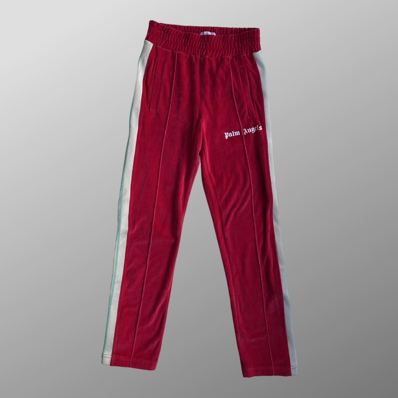 Palm Angels velour track pants red with cool