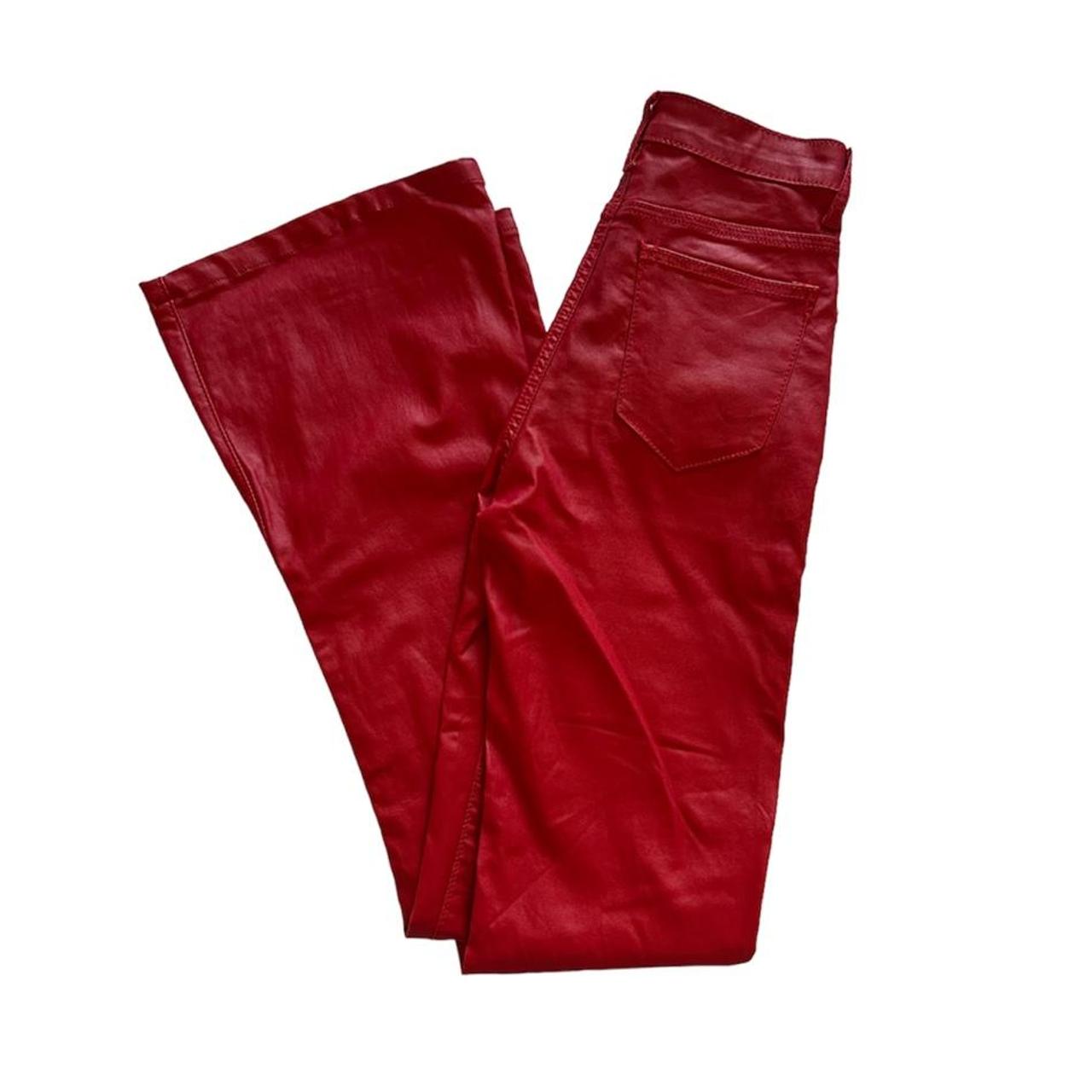Edikted red leather pants perfect condition 🤍 Depop