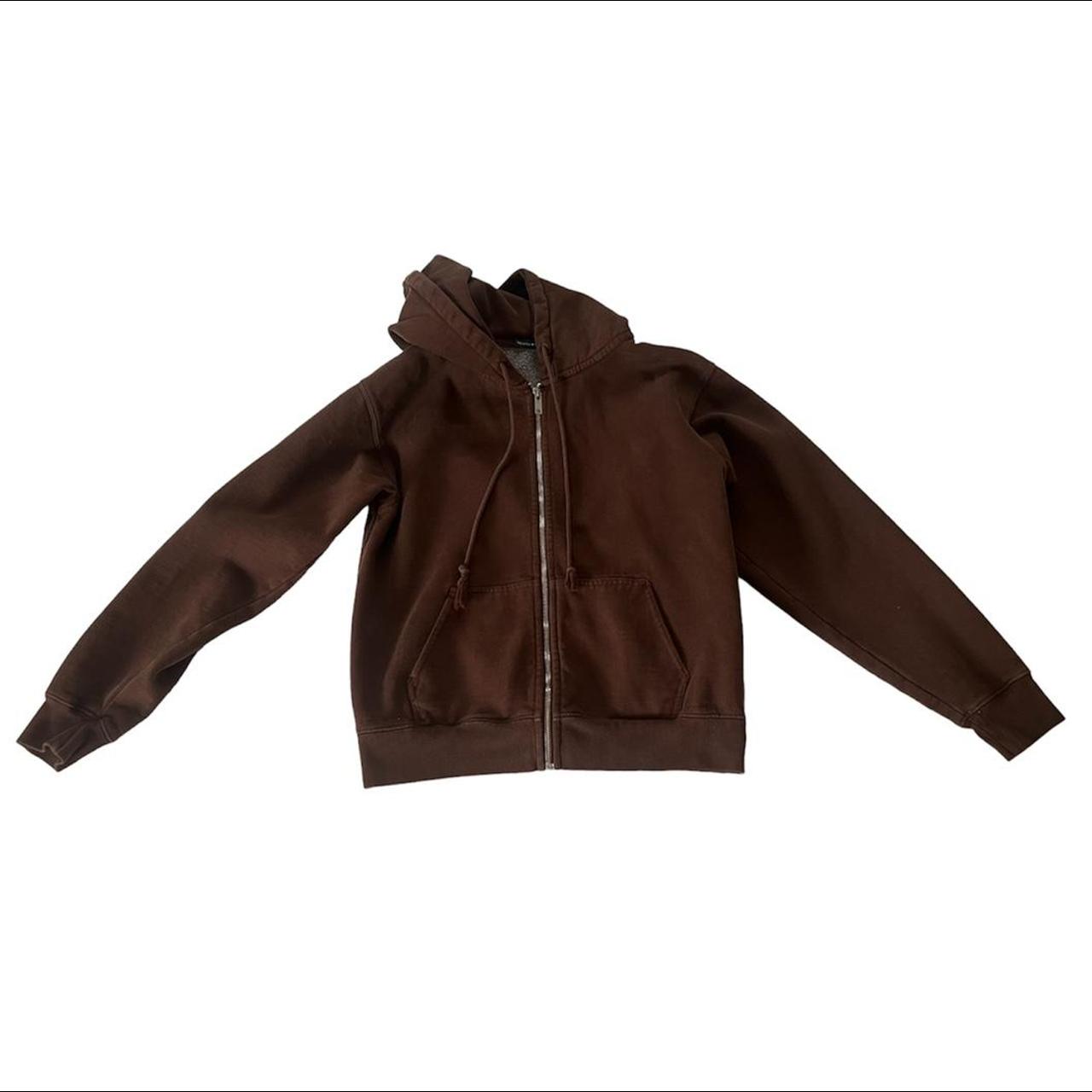 Brandy Melville chocolate brown zip up Christy... Depop