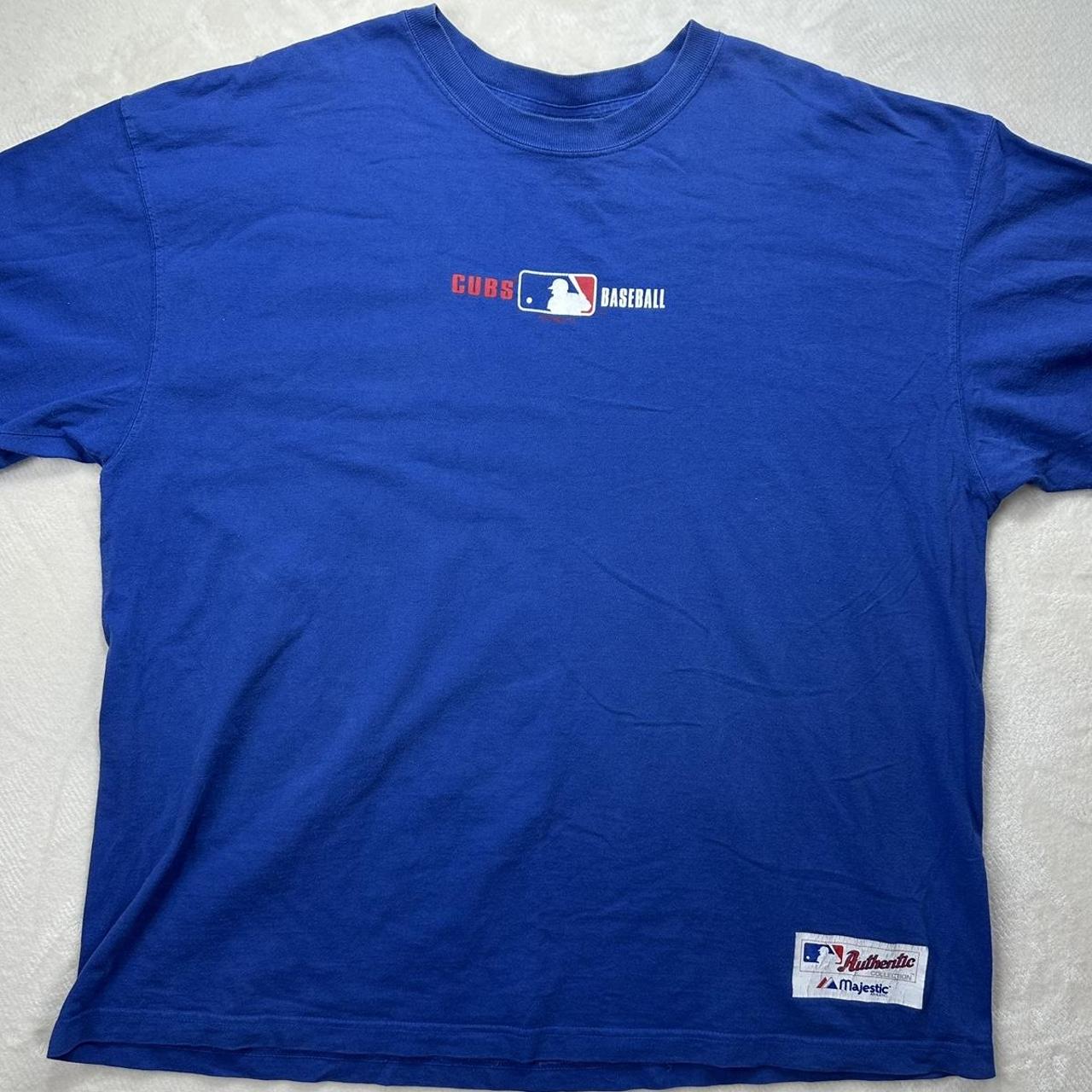 Chicago Cubs Majestic Graphic T-Shirt - 2XL Blue Cotton