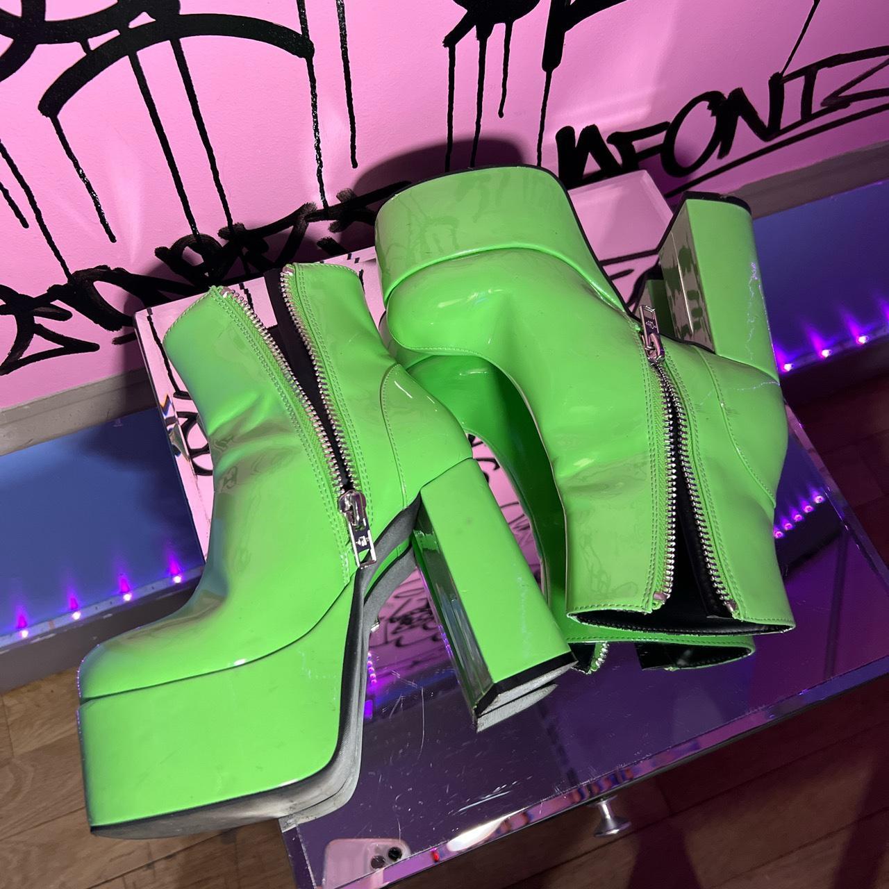 Dolls Kill Women's Green Boots Depop