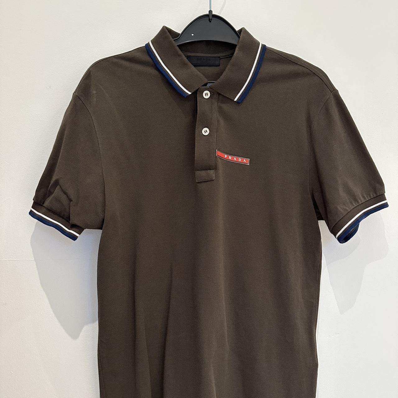 Brown Prada Polo shirt with stripe collar Brand new | Depop