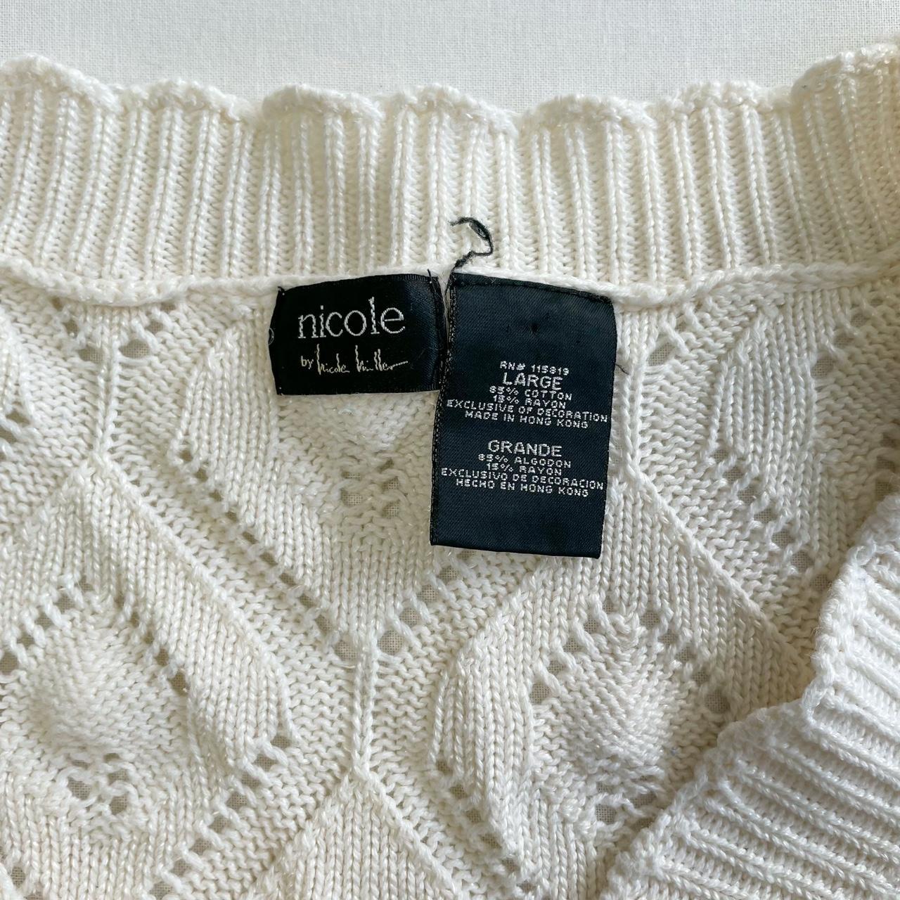 Nicole Miller Women's Cream Cardigan | Depop