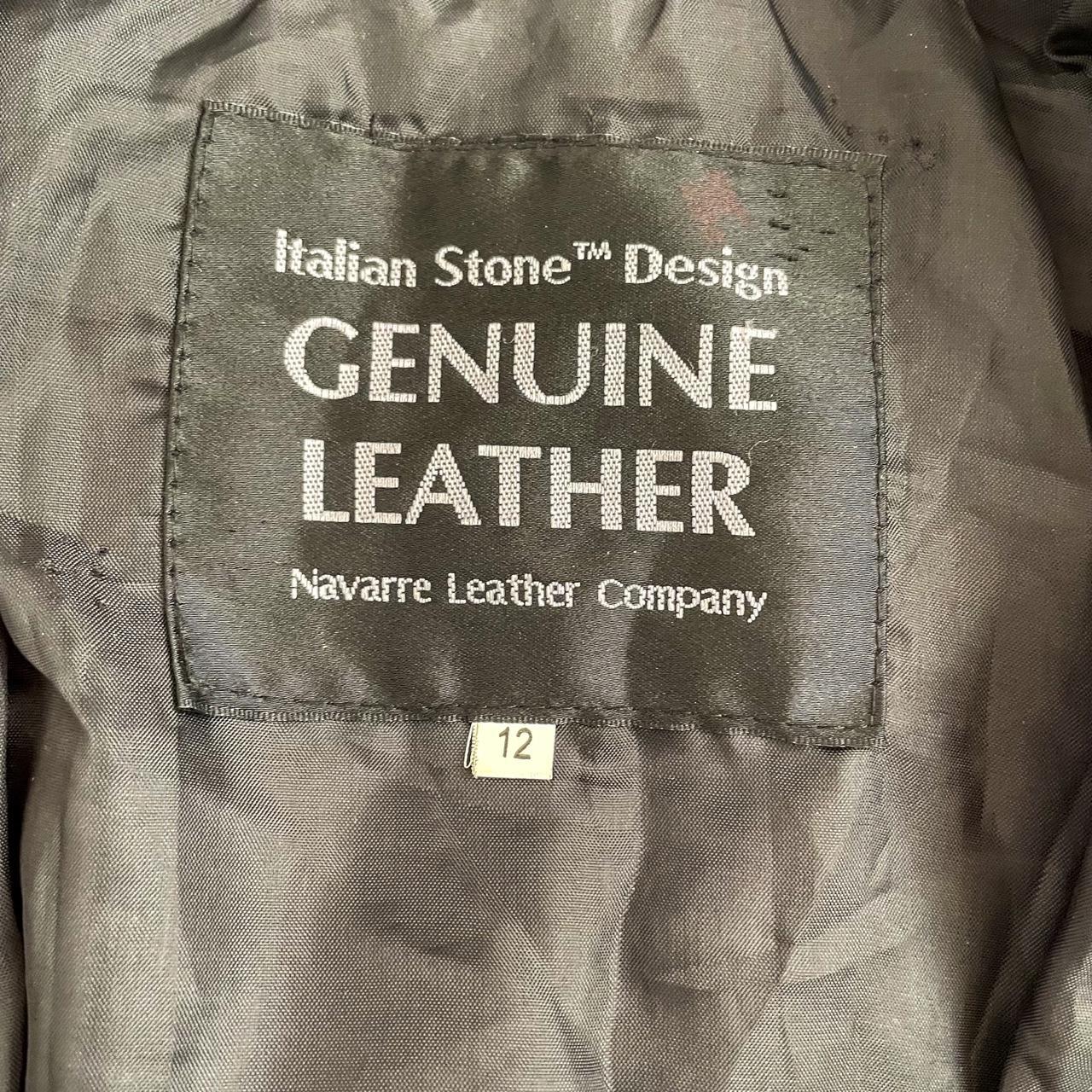🖤🕸️ Italian Stone Leather Jacket🕸️🖤 - size youth 12... - Depop