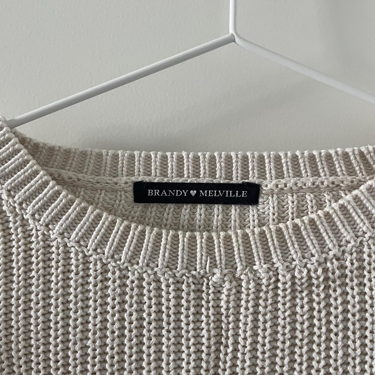 Brandy Melville beige cable knit light sweatshirt.... - Depop