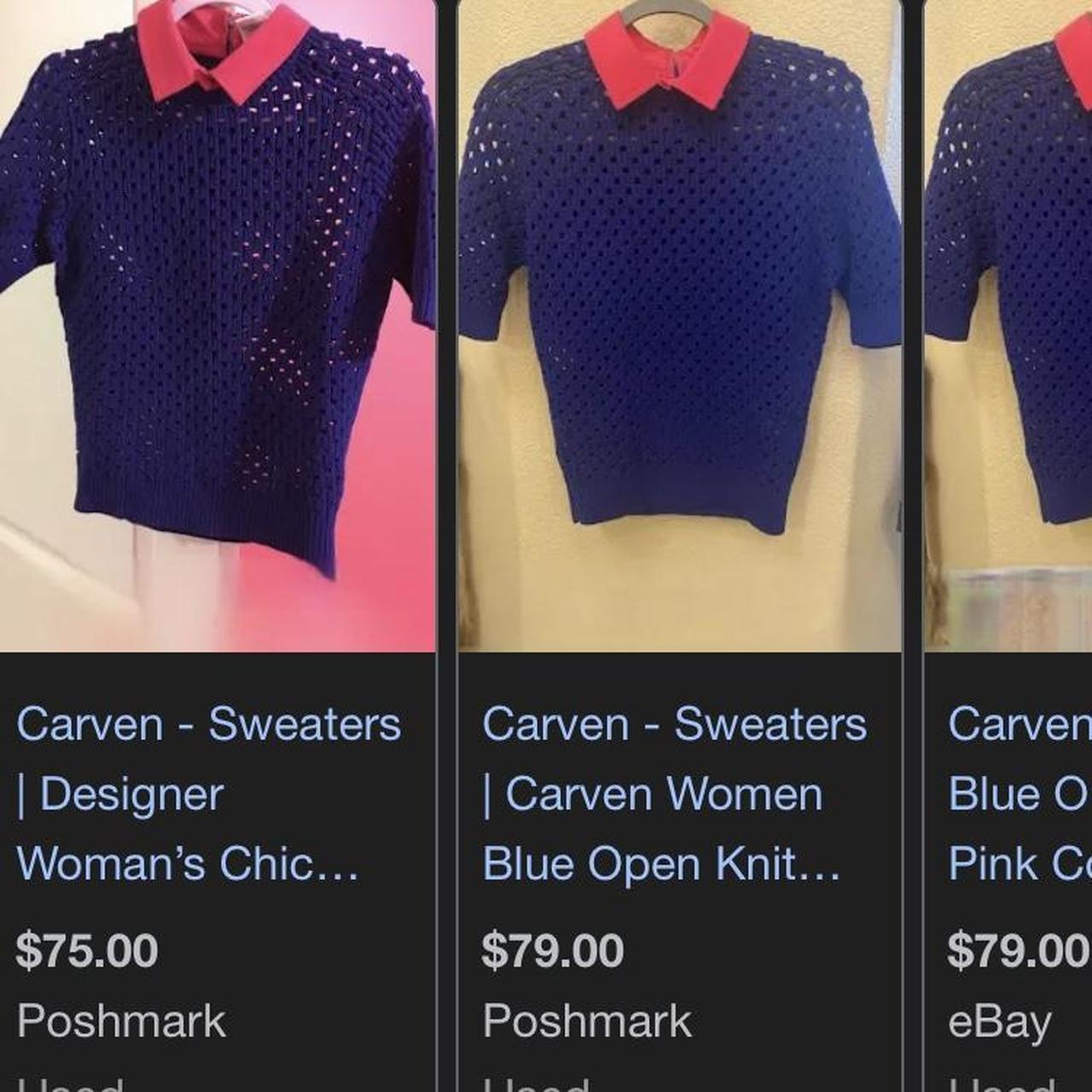 CARVEN DESIGNER OPEN KNIT ROYAL BLUE SWEATER WITH...