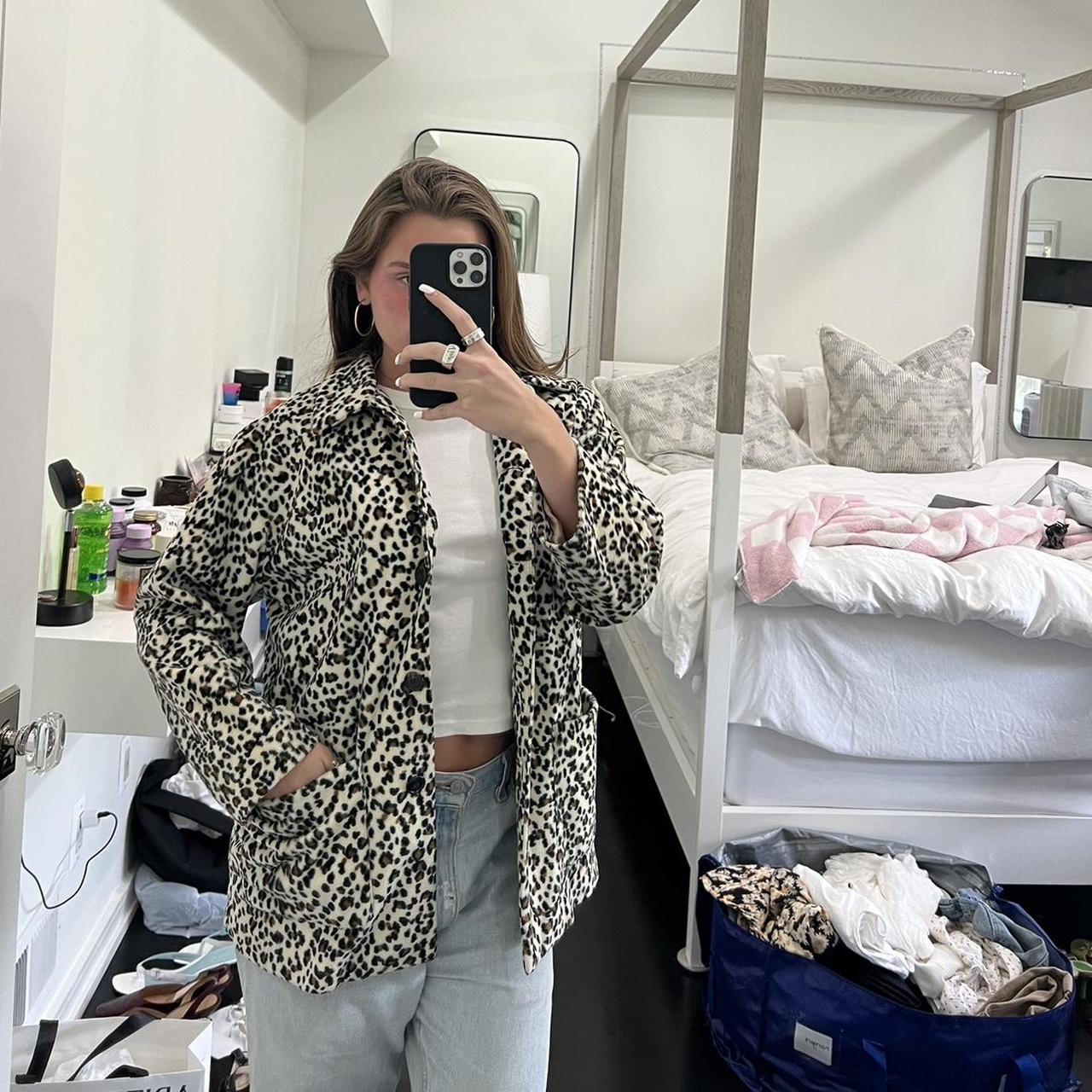 vintage 90s cheetah print fuzzy button up jacket the