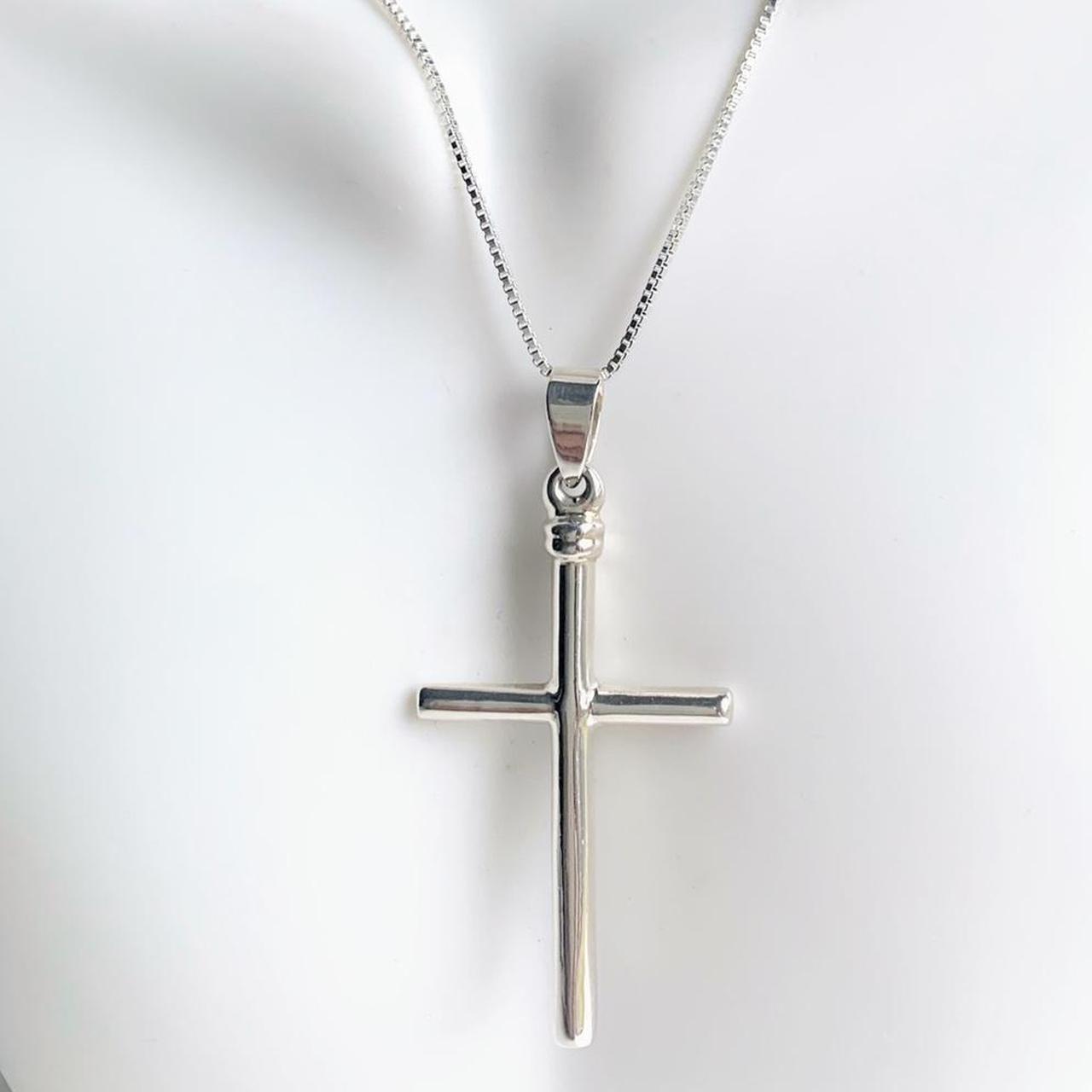 Simple sterling silver hot sale cross necklace