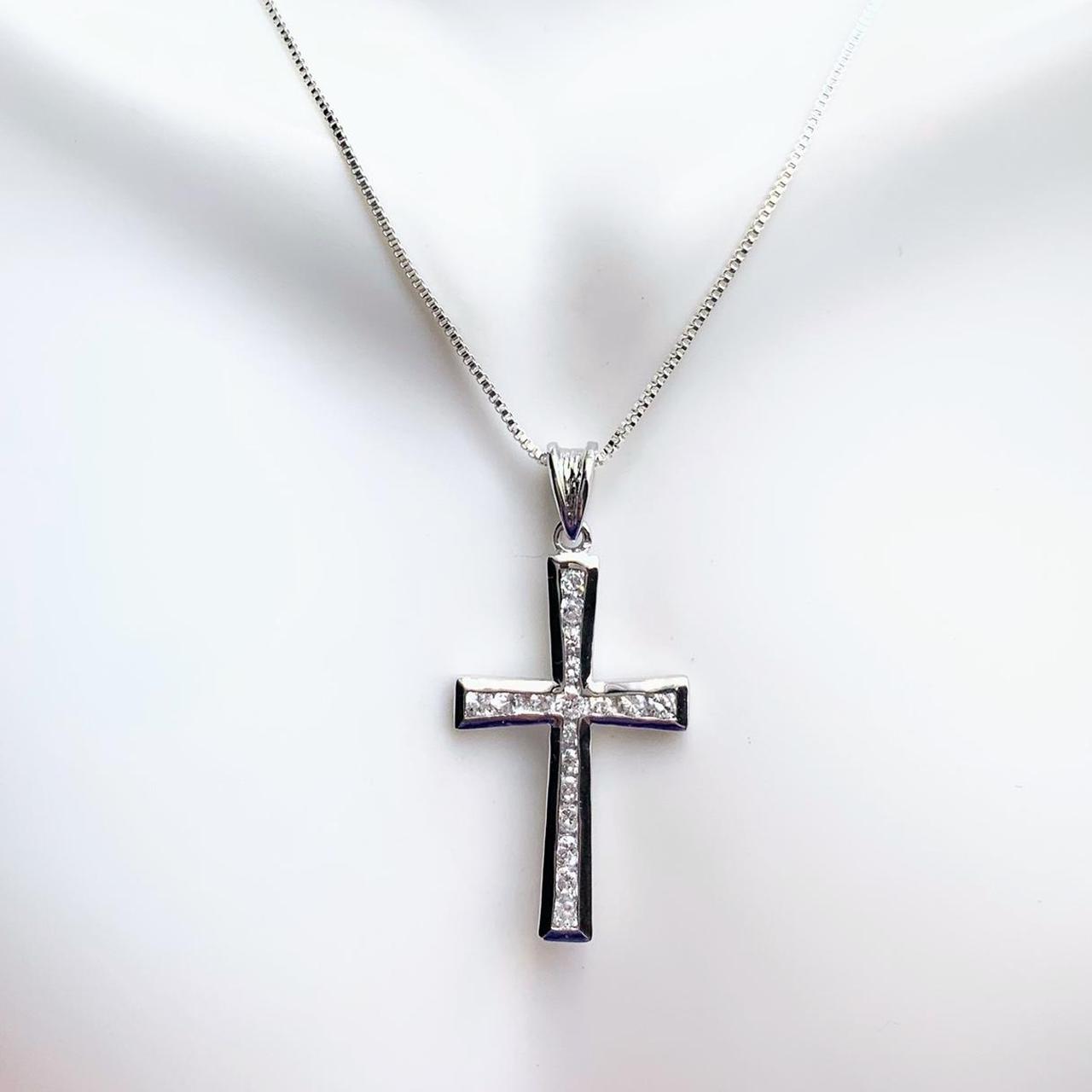 Sterling silver cz hot sale cross pendant