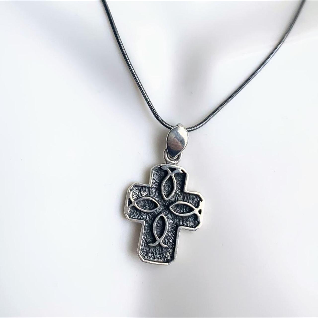 Cross Necklace in Oxidized Sterling Silver