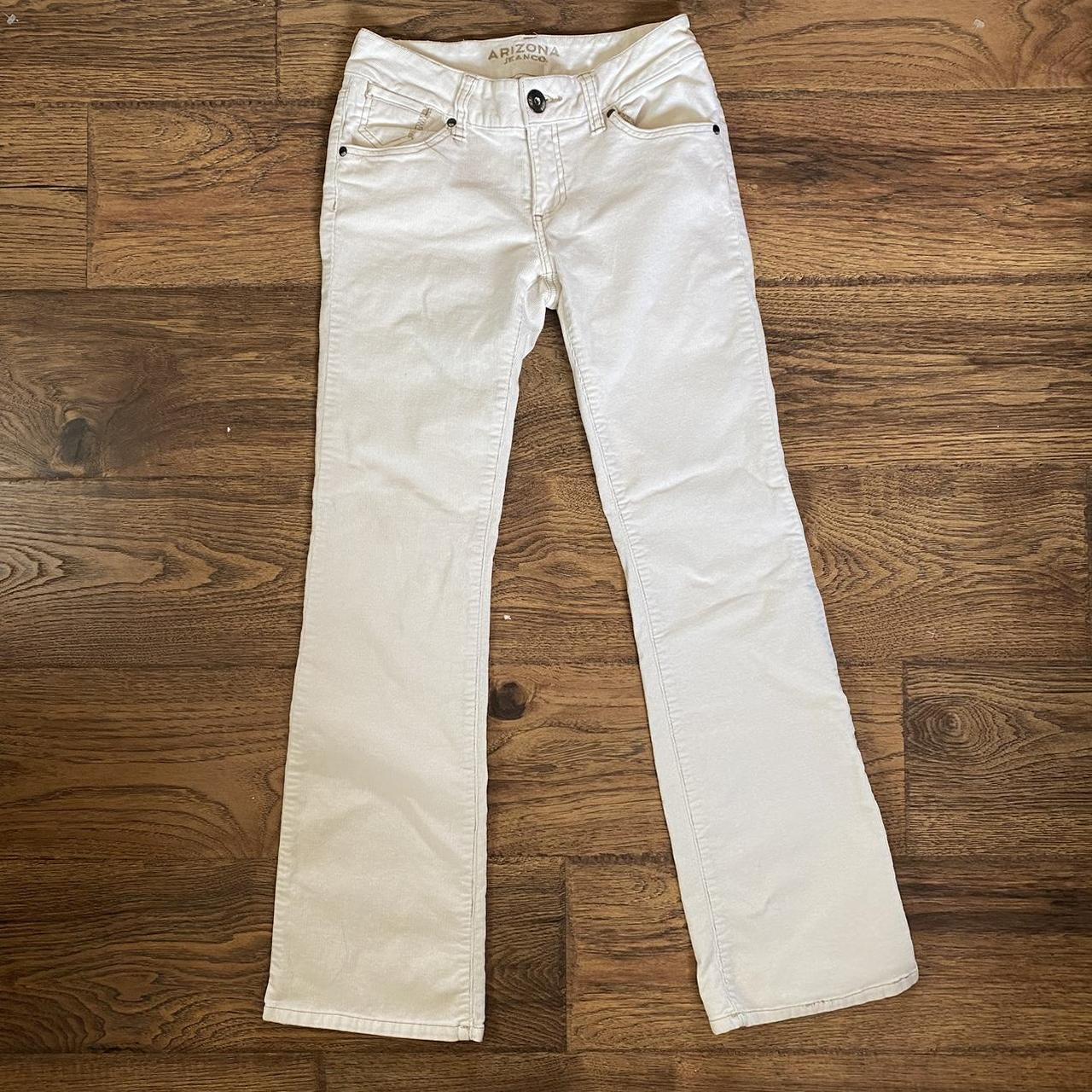 white low-rise corduroy pants! tag is size 3 brand... - Depop