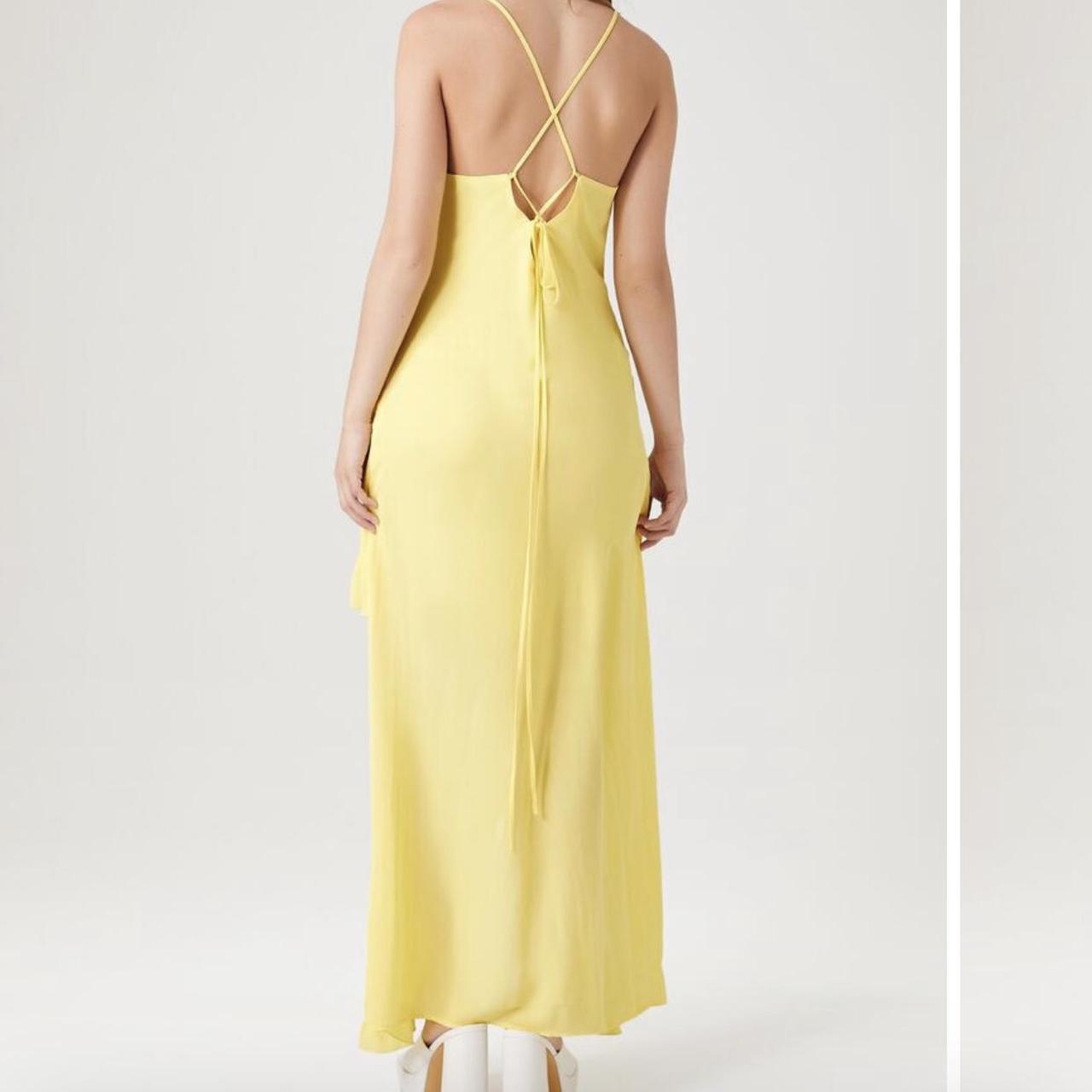 Butter Yellow Maxi Dress Chiffon Ruffles Perf For Depop   P0 