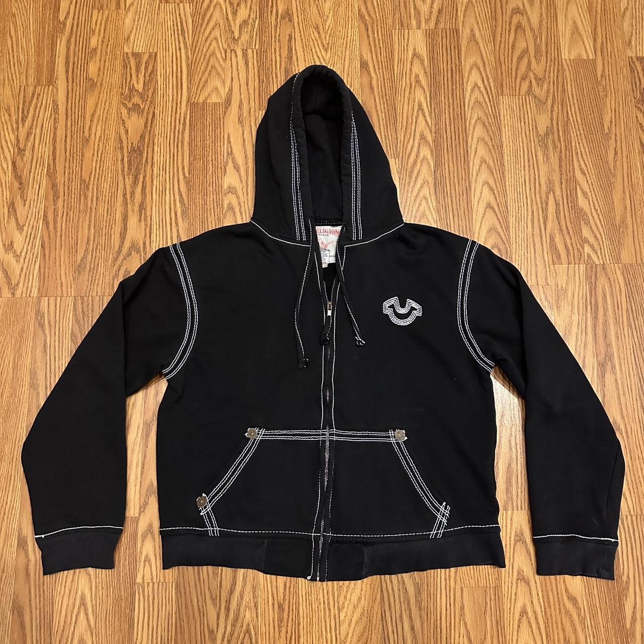 True religion black outlet and white hoodie