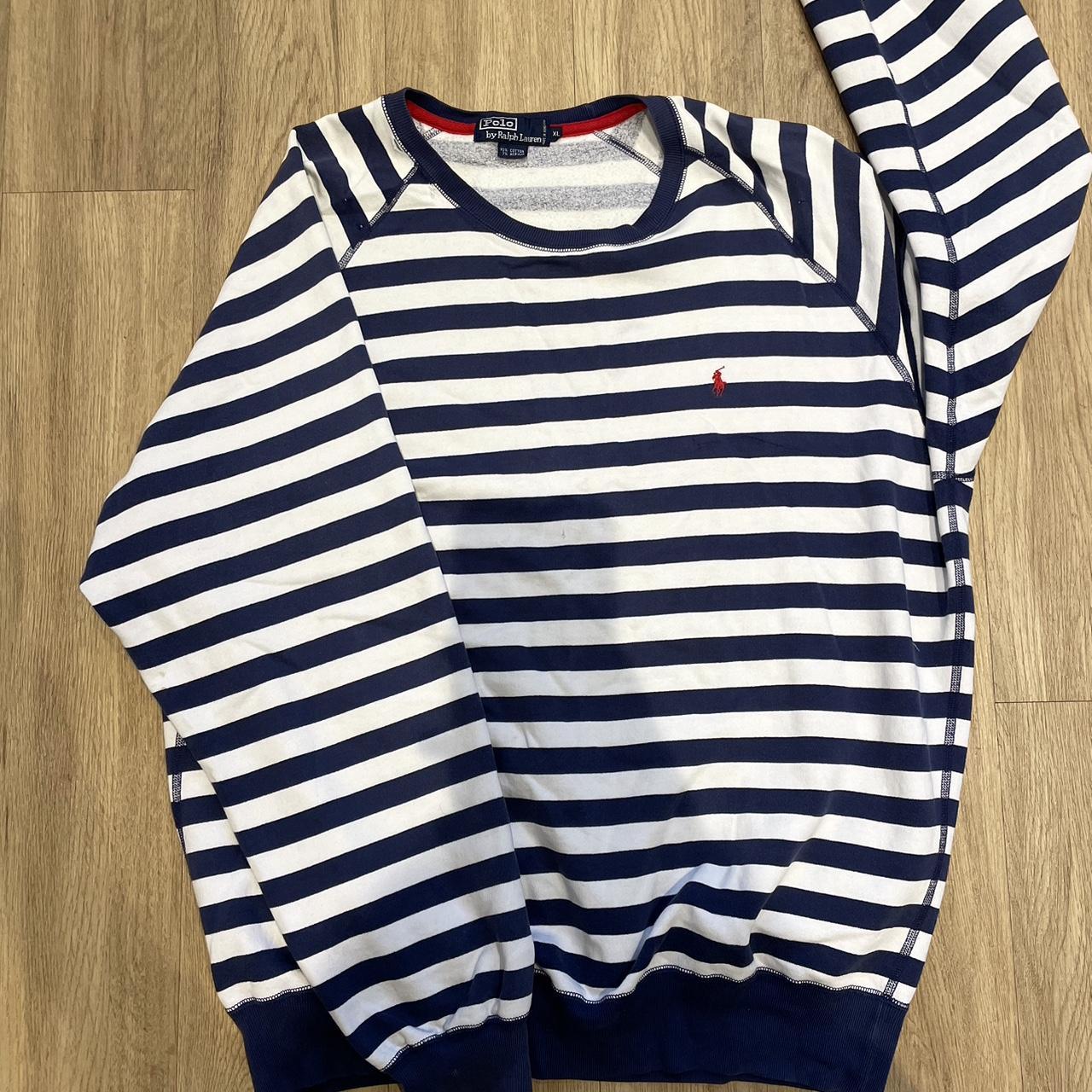 Polo Ralph Lauren blue and white striped sweatshirt.... - Depop