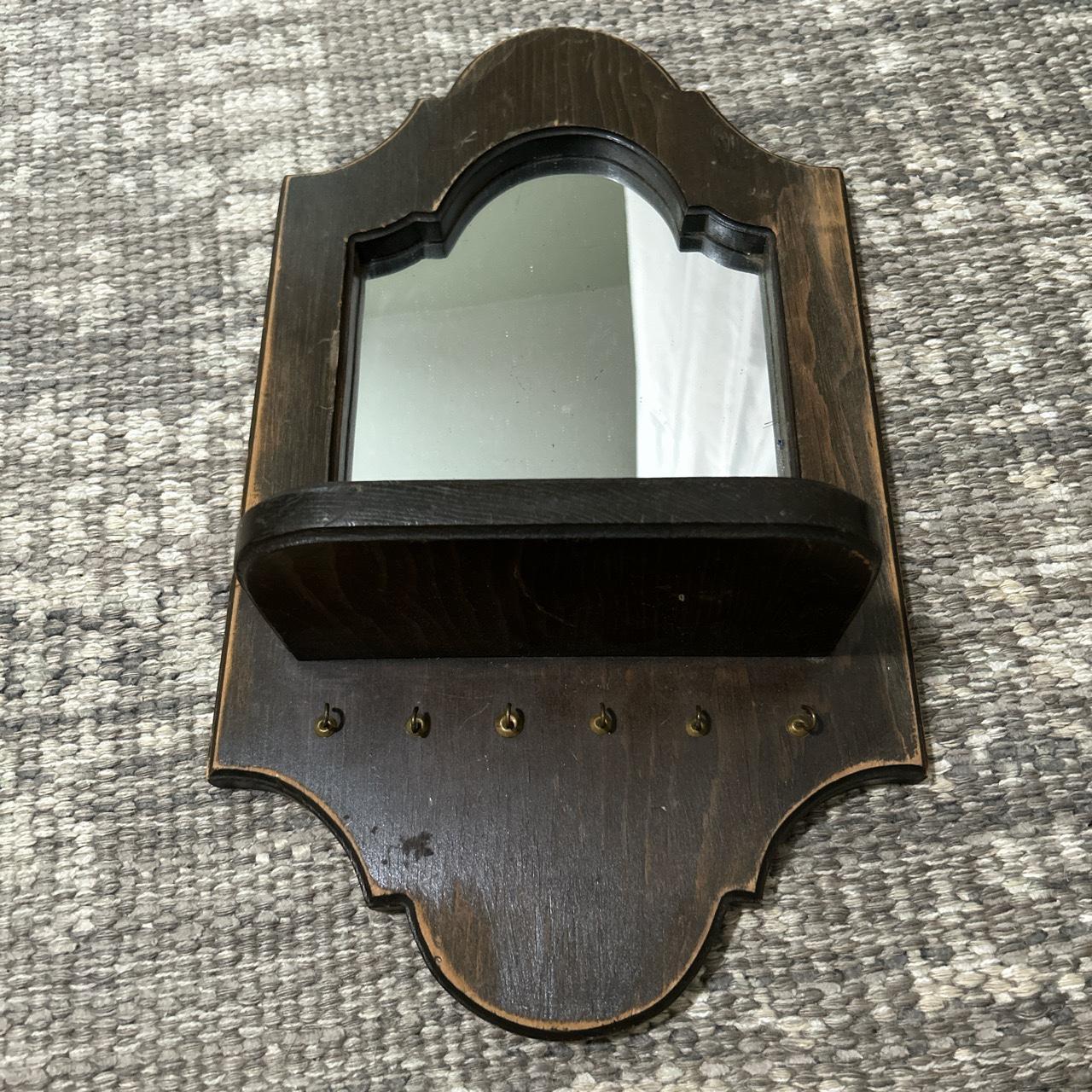 Hanging vintage wooden mirror wall shelf. Has hooks... Depop