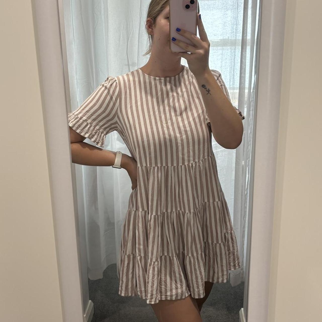 Kmart Dusty Pink & White Stripe Babydoll... Depop