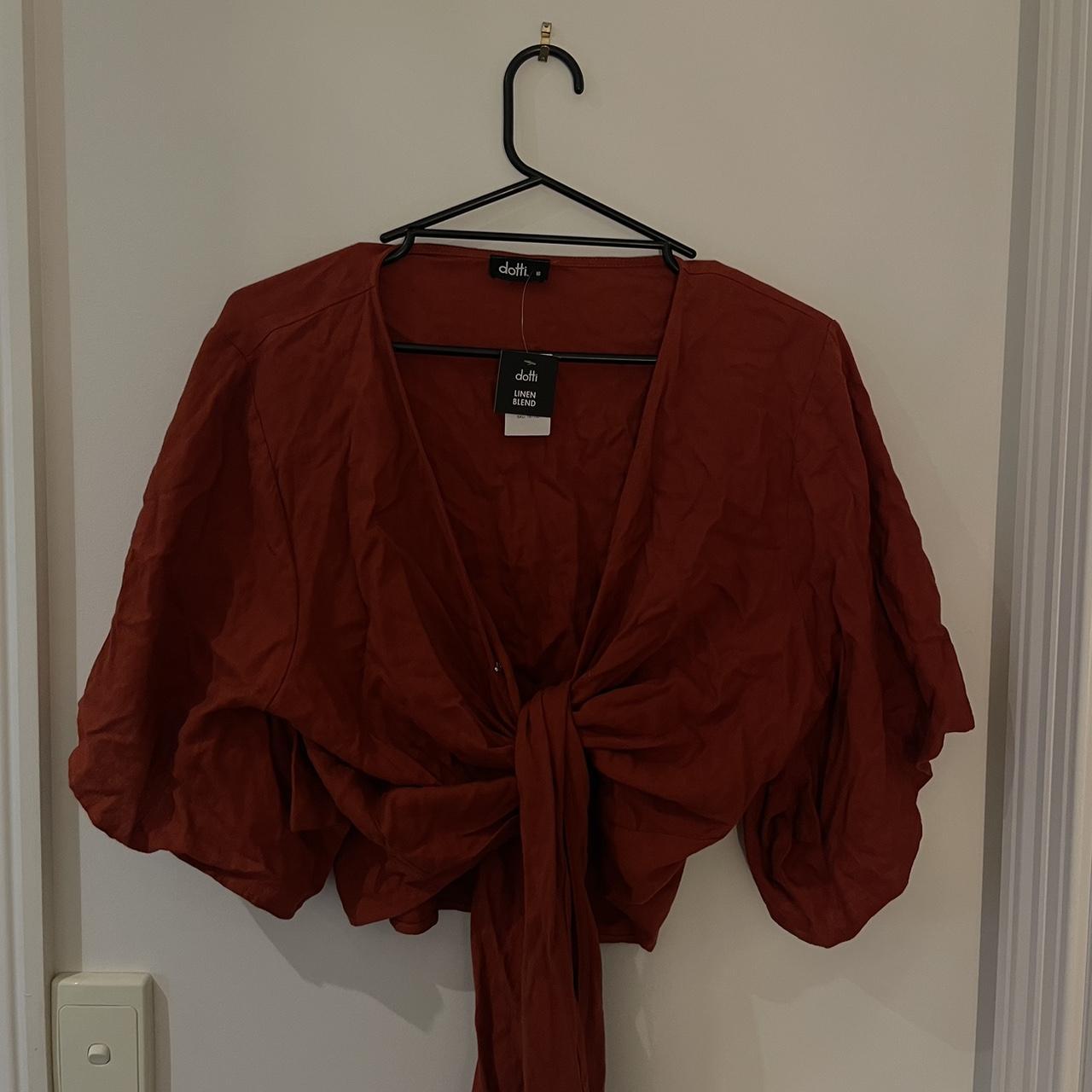 Dotti linen crop tie up top size 16 Brand new... Depop