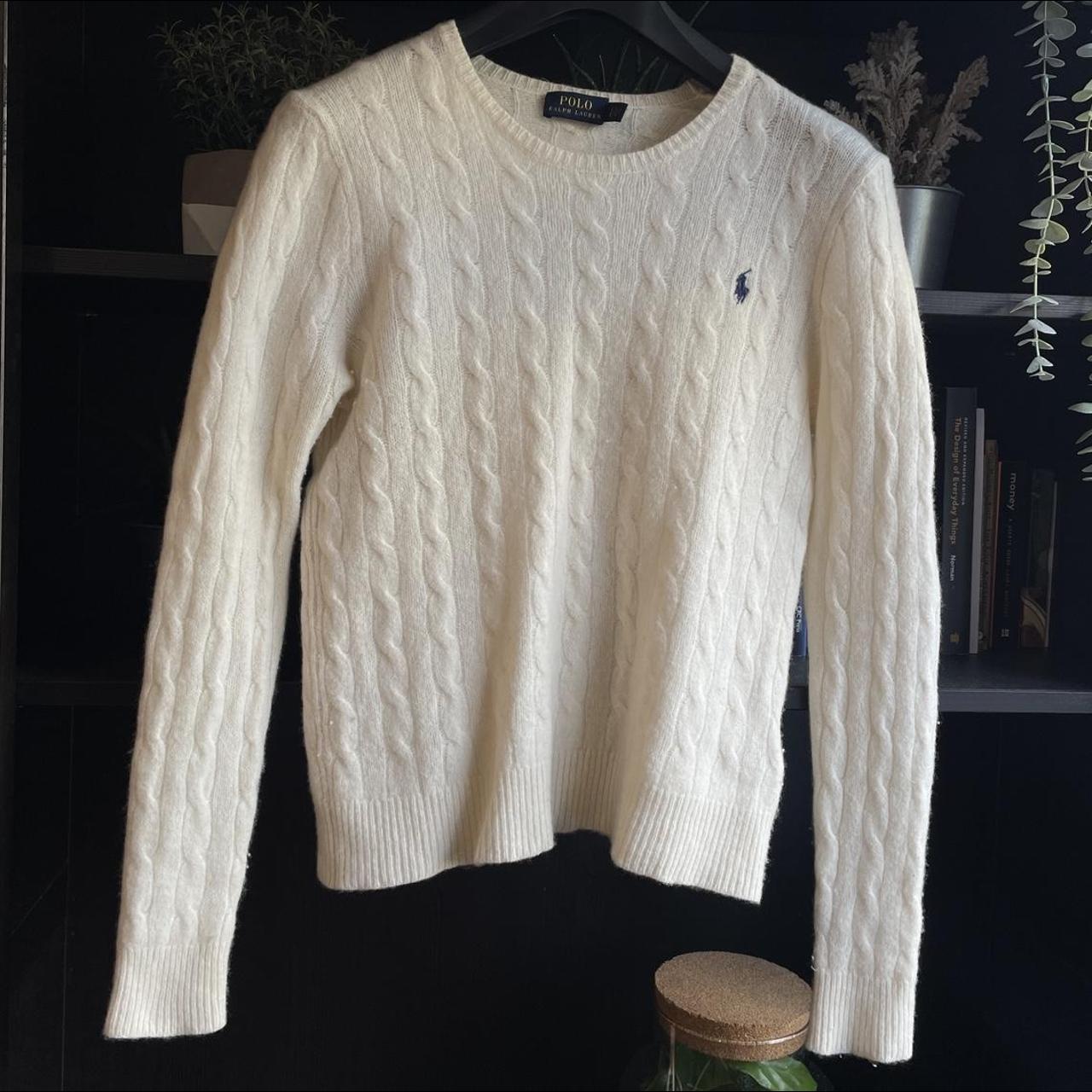 Ralph Lauren Women's Cream and White Sweatshirt | Depop
