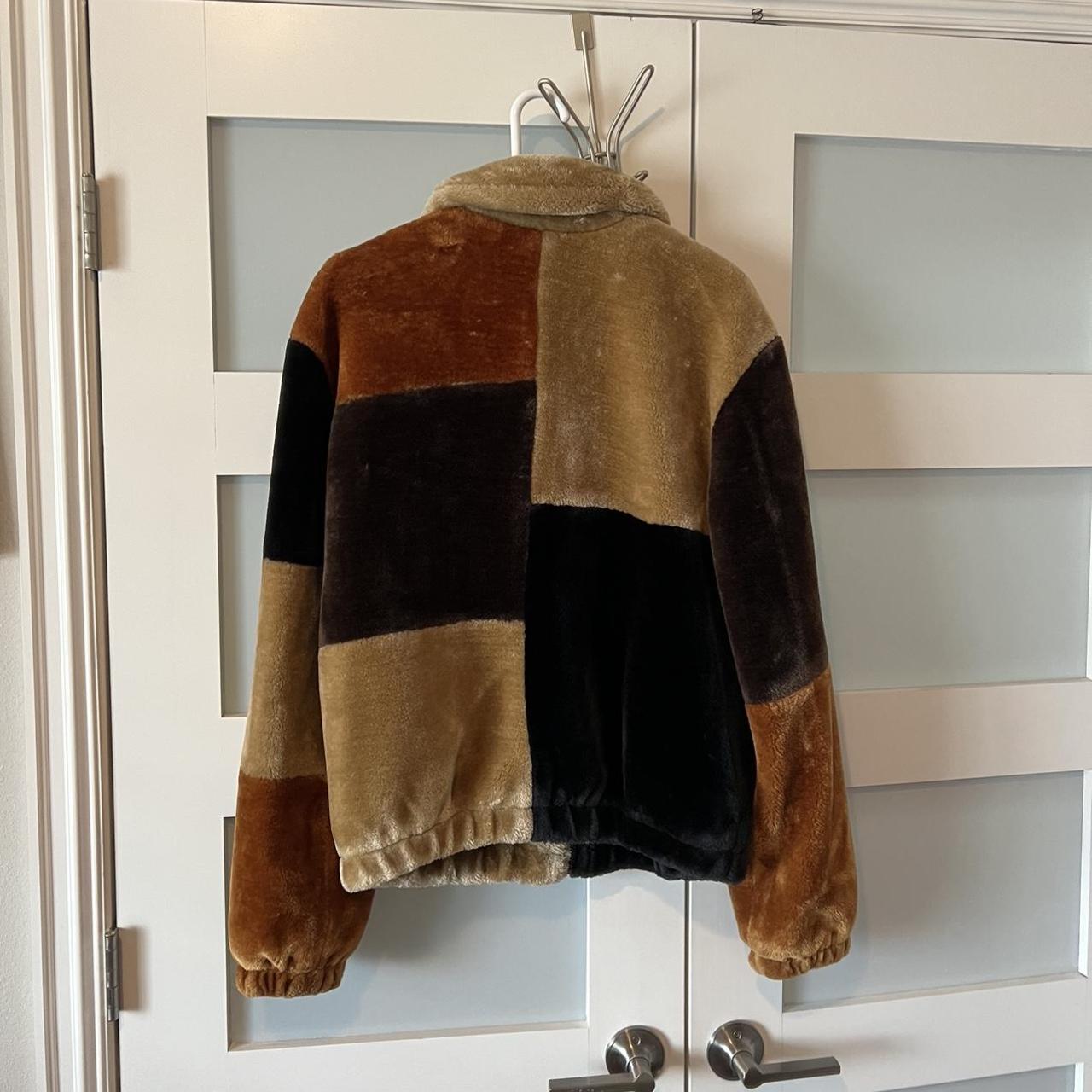 Urban outfitters patchwork sales faux fur jacket