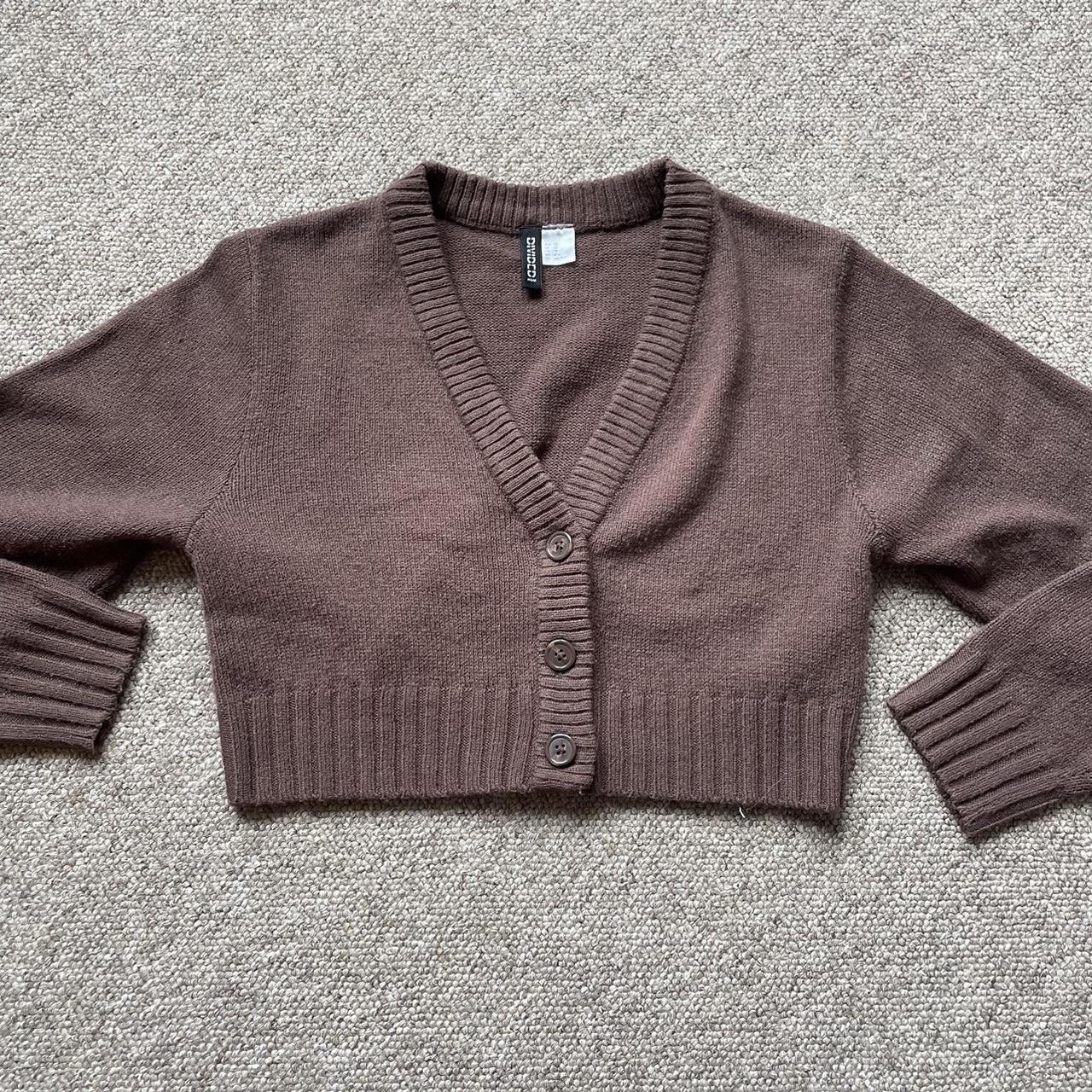 H&M Brown cropped cardigan Depop
