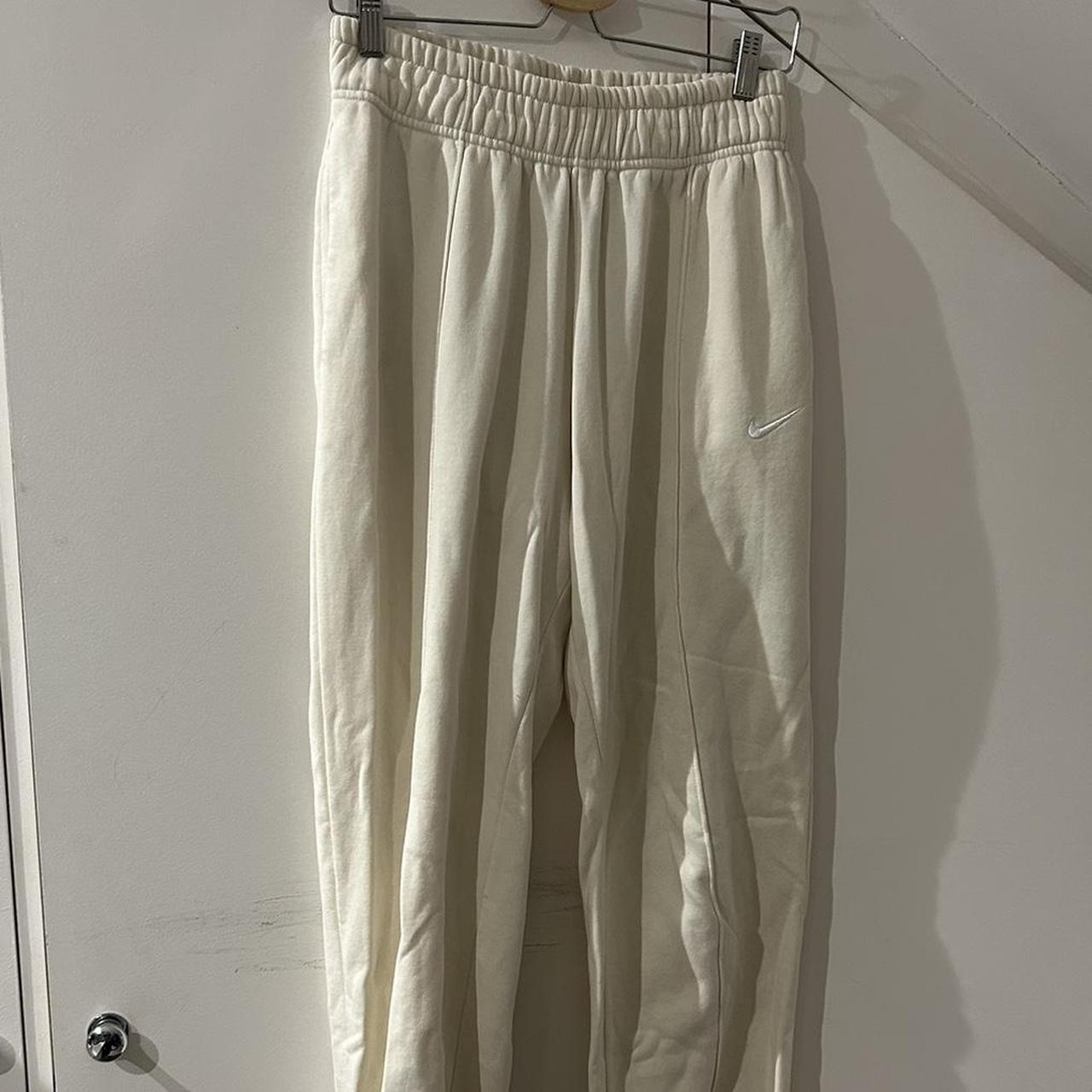 Cream Nike cuffed joggers / size small (oversized... Depop