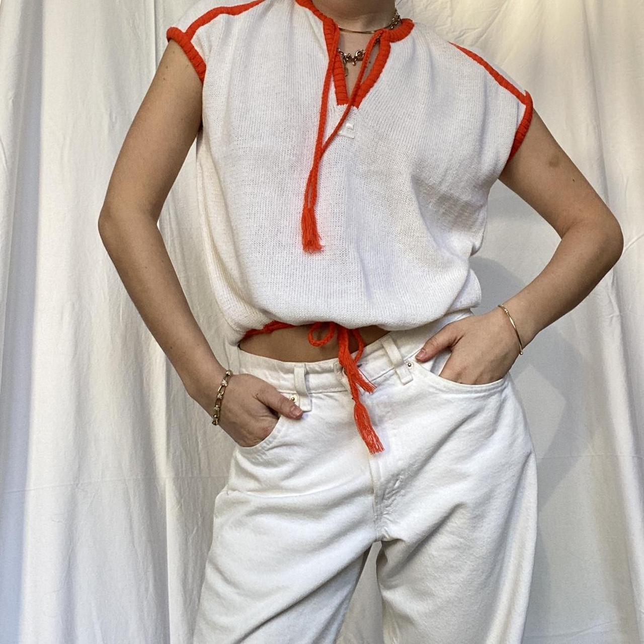 Courrèges Women's White and Orange Vest