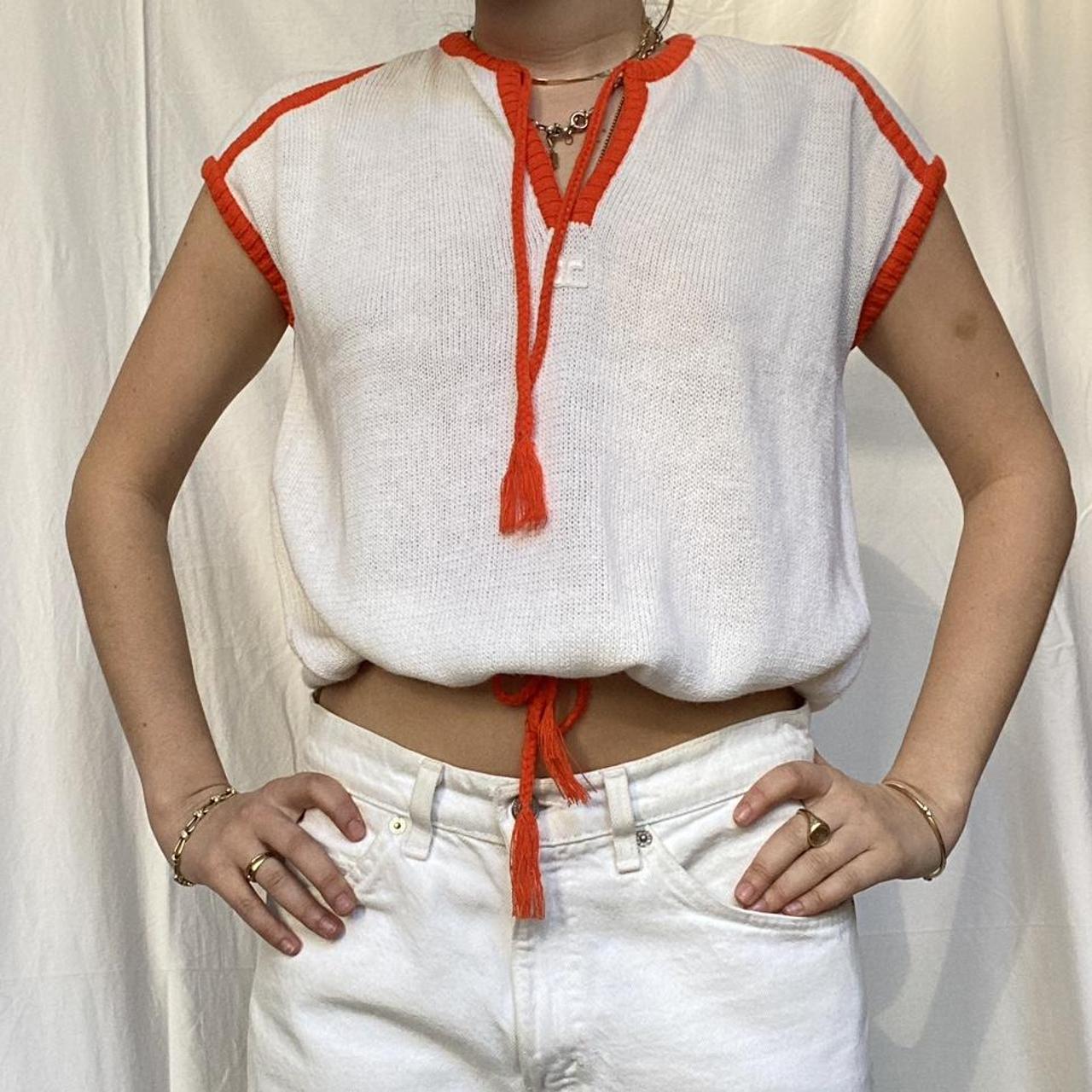 Courrèges Women's White and Orange Vest (4)