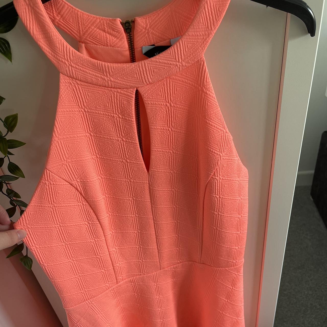 New Look Women's Pink and Orange Dress Depop