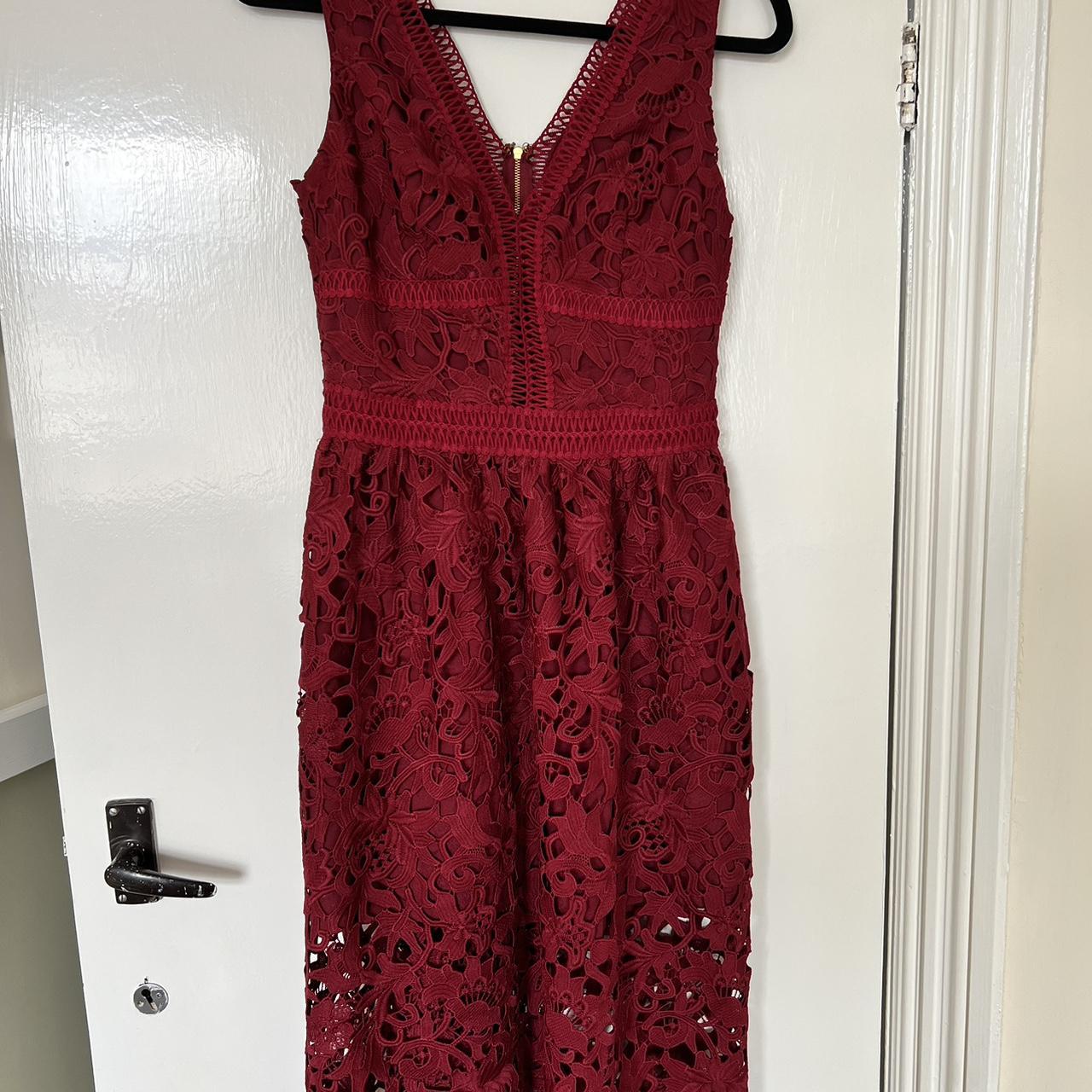 NEW LOOK red laced midi dress. The perfect dress if... - Depop