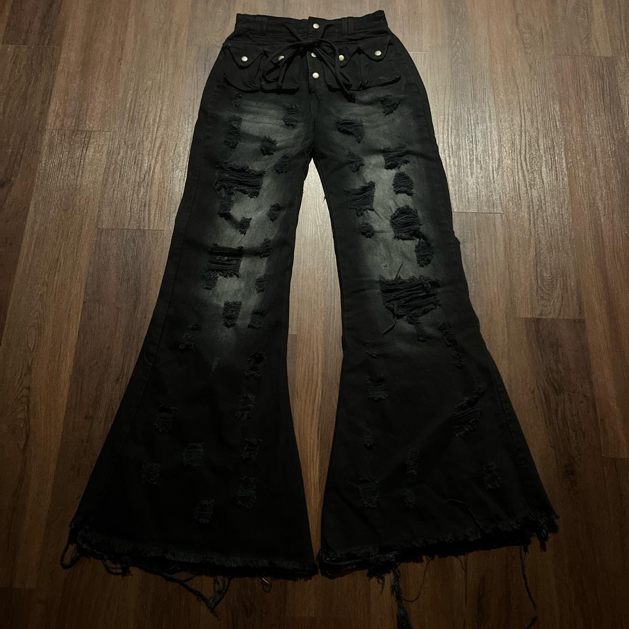 dasyori black flared thermal denim NOT... - Depop