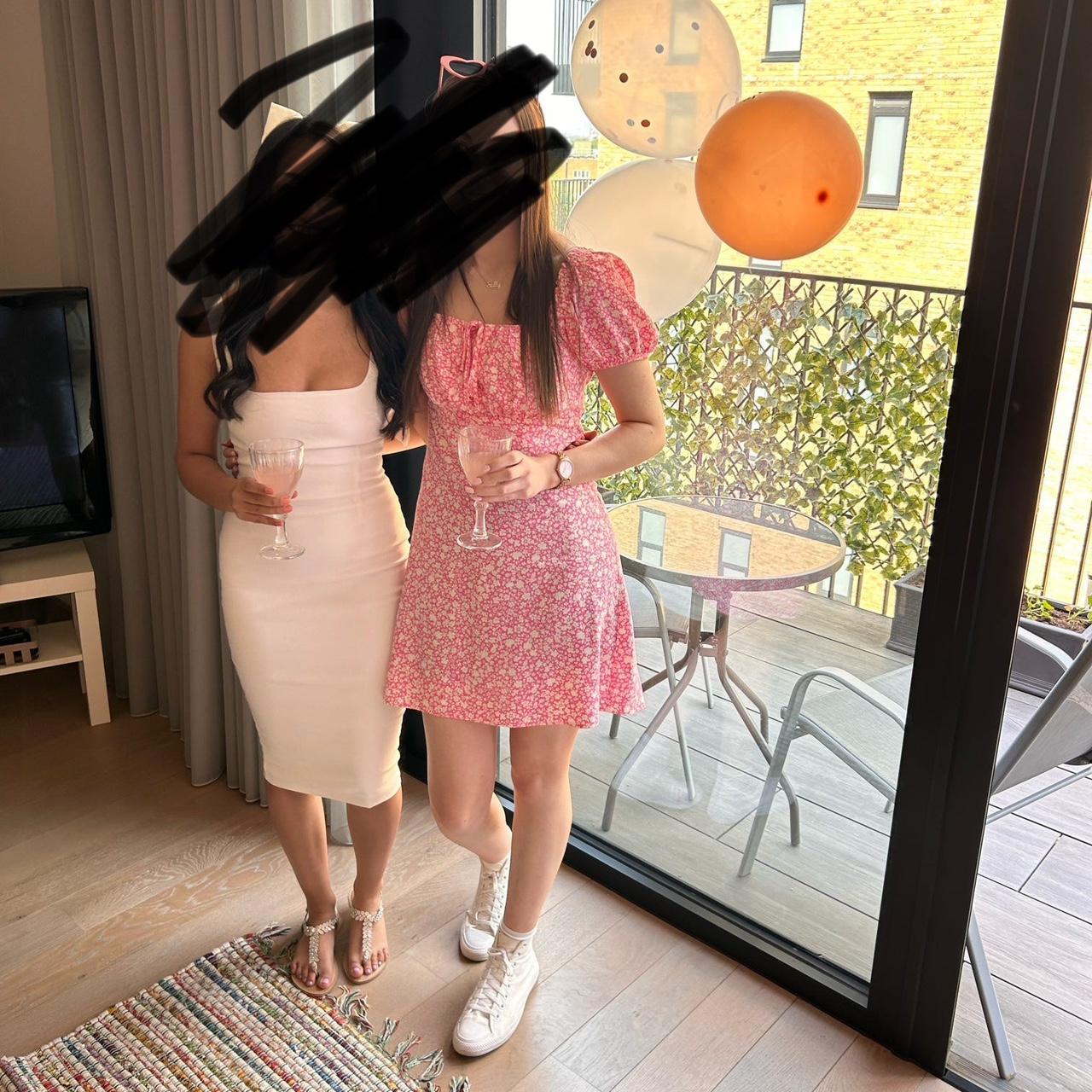 New look pink ditsy floral milkmaid mini dress,