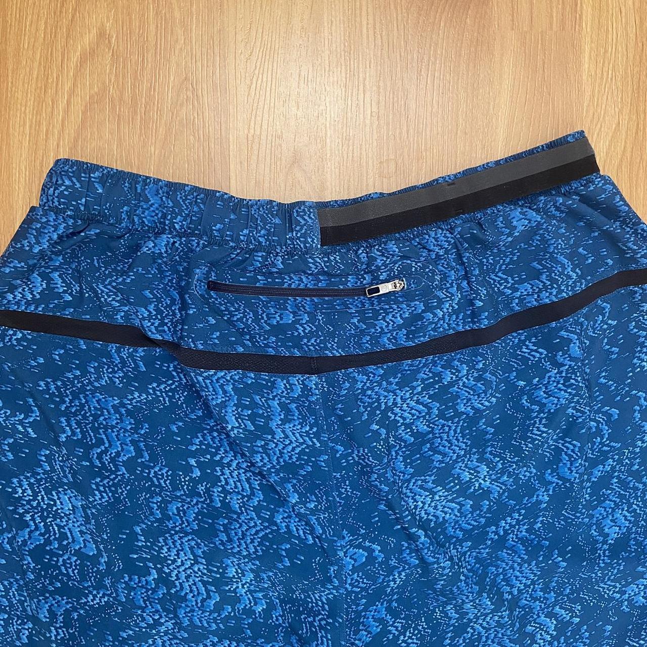 Lululemon Men's Logo Lined Blue Shorts Size Large. - Depop