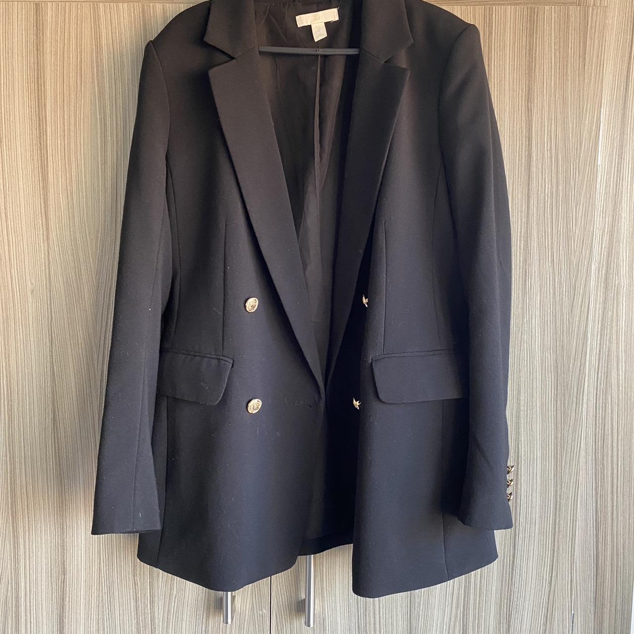 H&M black classy blazer size 8 with gold buttons.... - Depop
