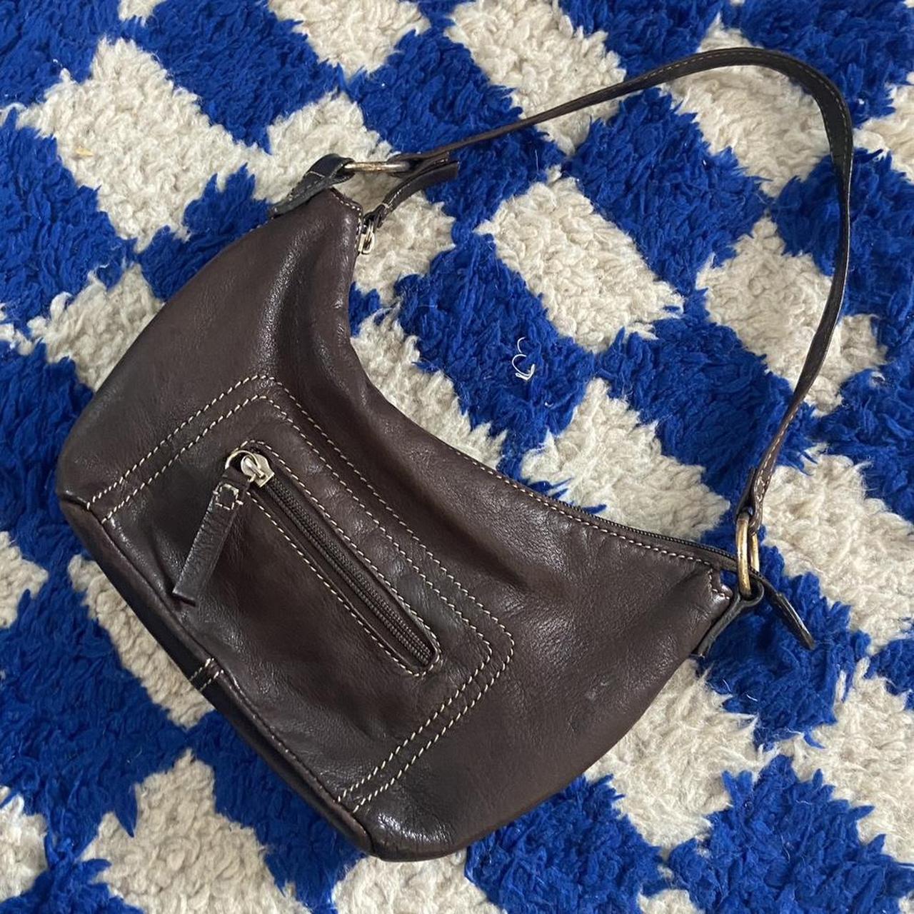 Vintage Stone Mountain Purse Brown Leather Shoulder Bag Handbag