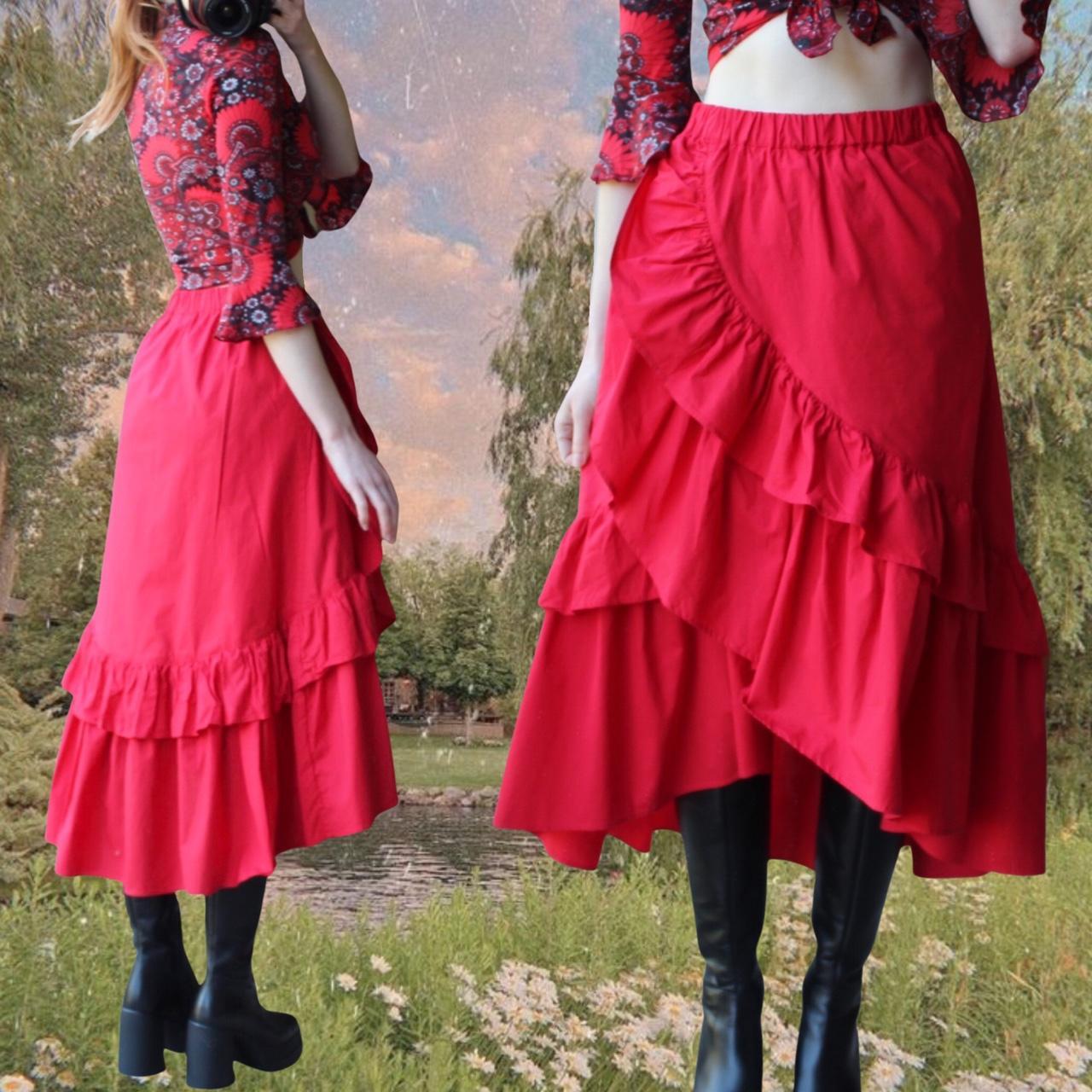 NA-KD Women's Red Skirt | Depop